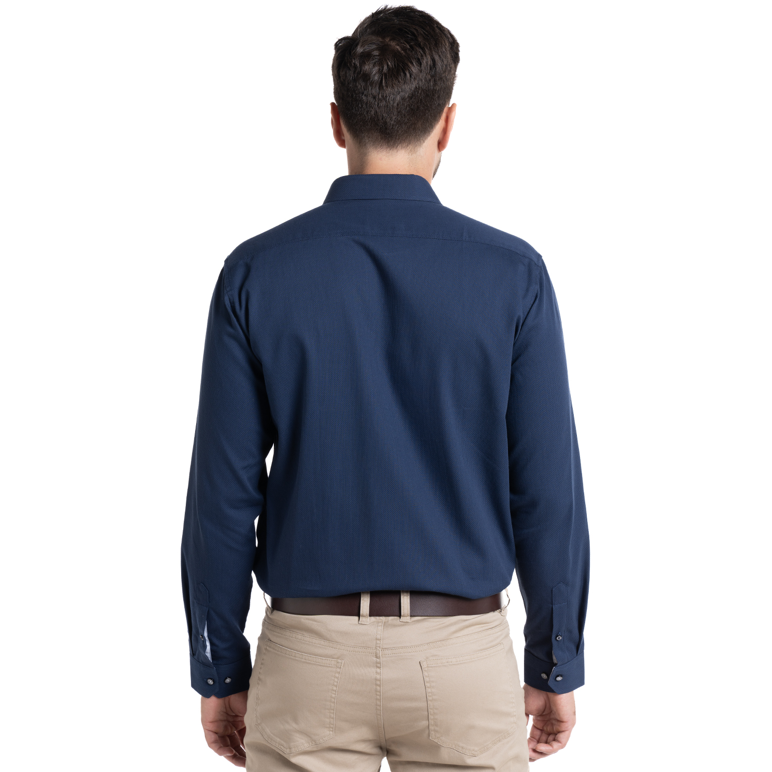 CAMISA JACQUARD SANTILLANA HOMBRE MANGA LARGA | AZUL MARINO - 2