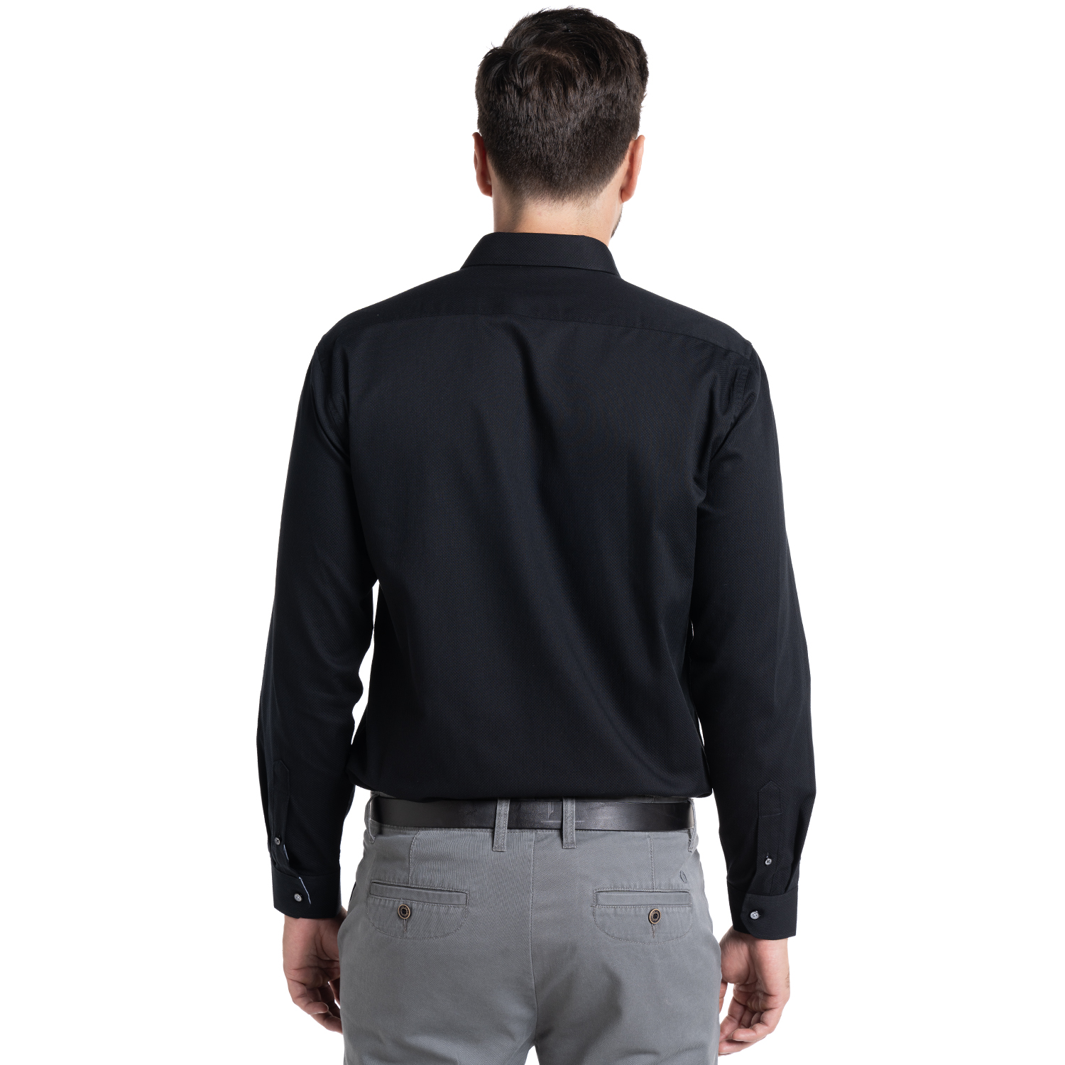 CAMISA JACQUARD SANTILLANA HOMBRE MANGA LARGA | EN COLOR NEGRO - 2