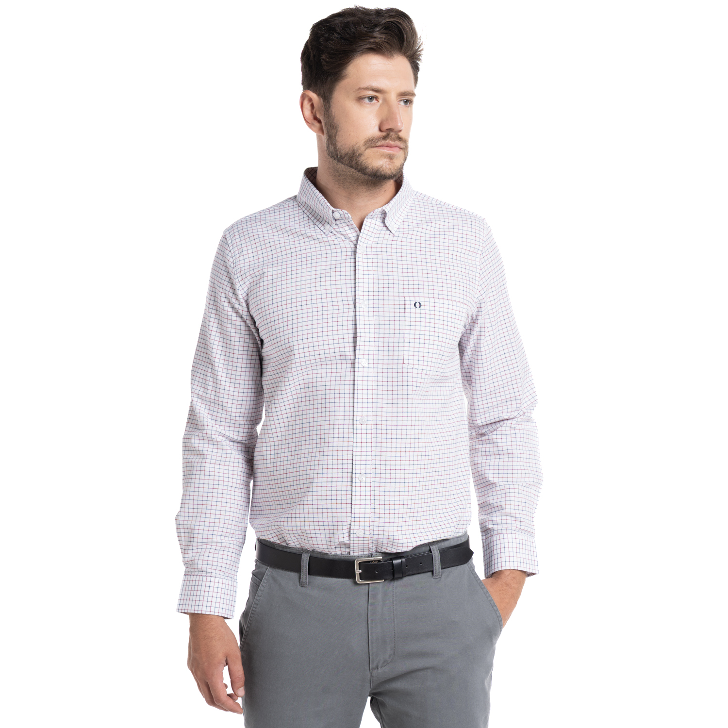 CAMISA OXFORD CUADROS LONDRES HOMBRE MANGA LARGA | BURDEO - 1