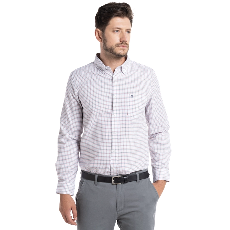 CAMISA OXFORD CUADROS LONDRES HOMBRE MANGA LARGA | BURDEO - 1