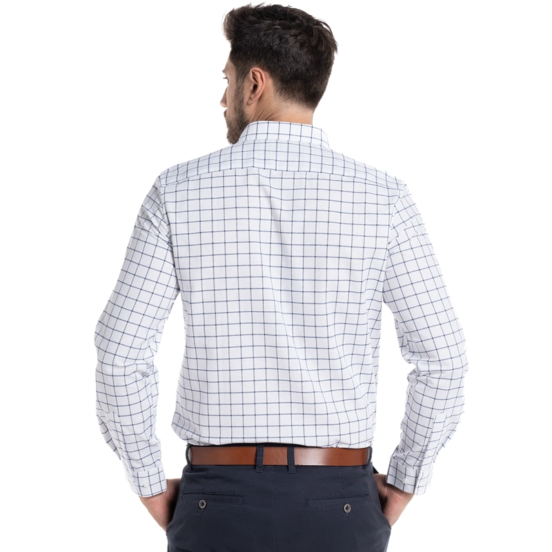 CAMISA OXFORD CUADROS LONDRES HOMBRE MANGA LARGA | EN COLOR BLANCO - 2