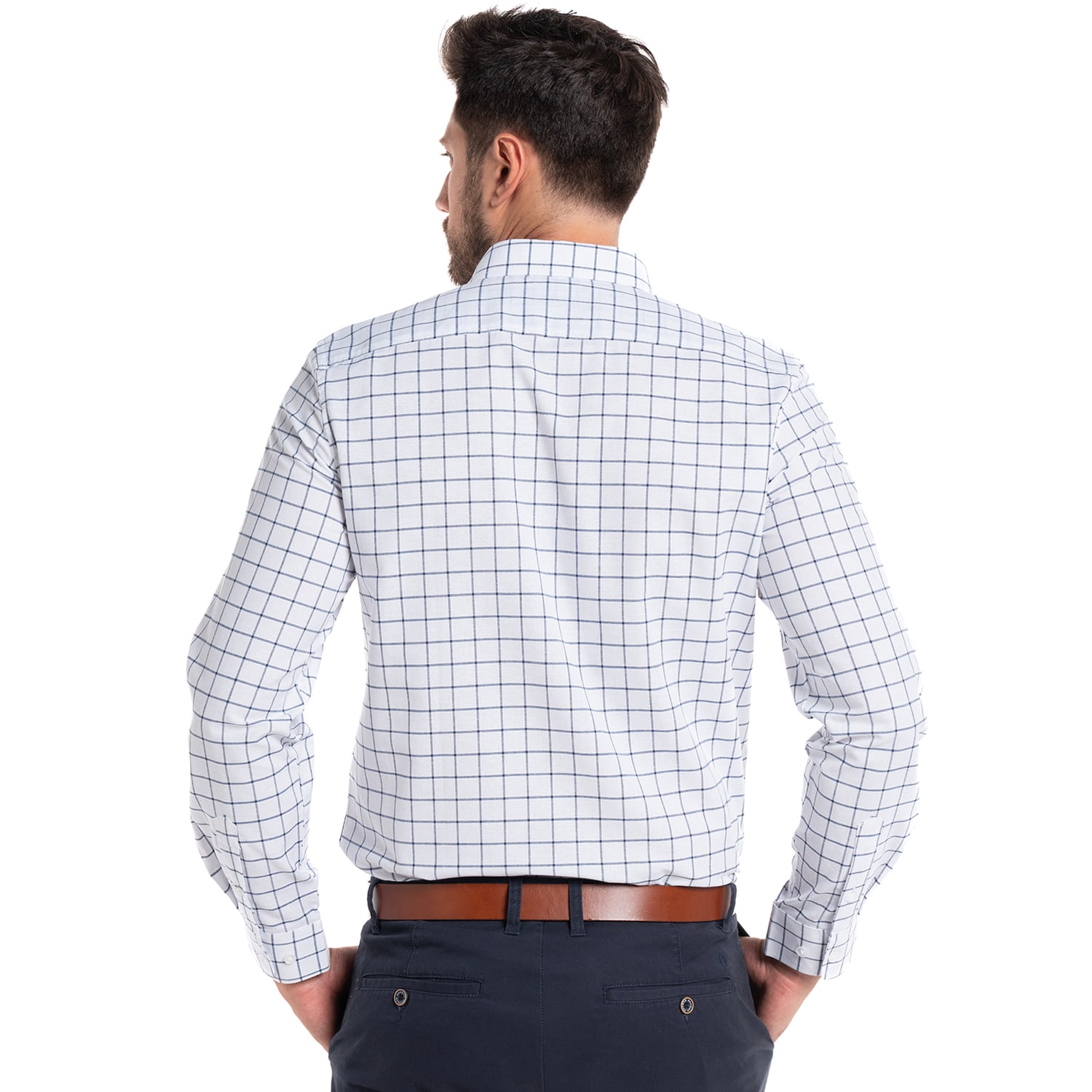 CAMISA OXFORD CUADROS LONDRES HOMBRE MANGA LARGA | EN COLOR BLANCO - 2