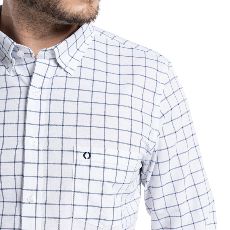CAMISA OXFORD CUADROS LONDRES HOMBRE MANGA LARGA | EN COLOR BLANCO - 3