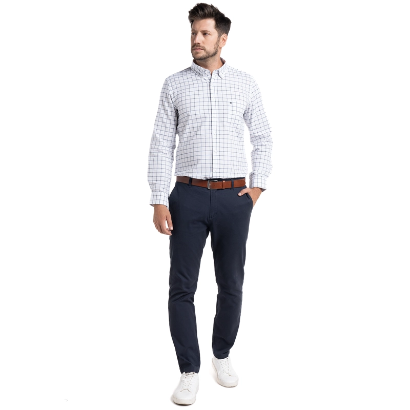 CAMISA OXFORD CUADROS LONDRES HOMBRE MANGA LARGA | EN COLOR BLANCO - 4