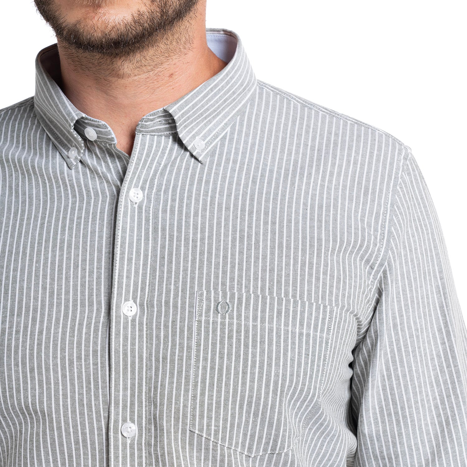 CAMISA OXFORD LISTADA BERGEN | VERDE MUSGO - 3