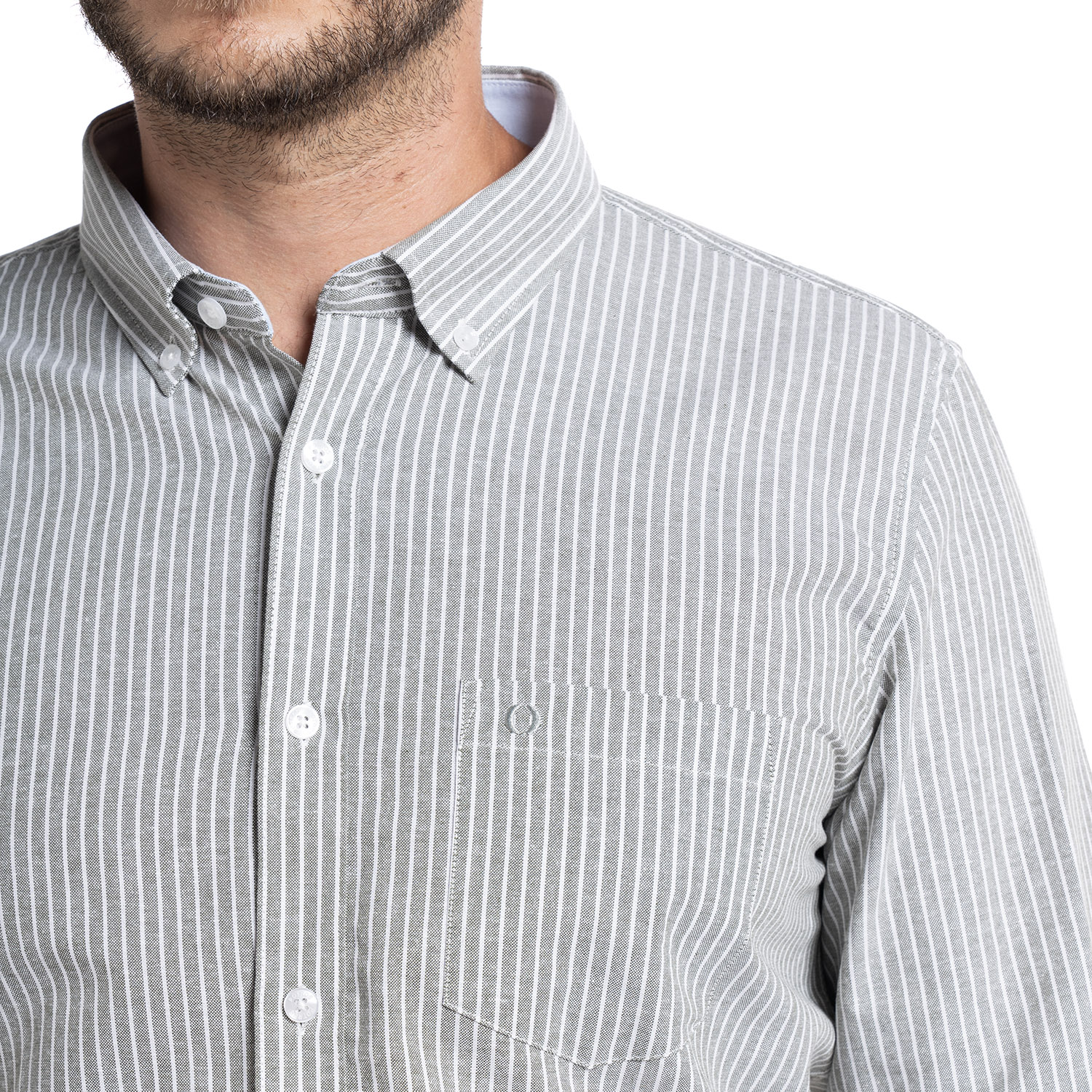 CAMISA OXFORD LISTADA BERGEN | VERDE MUSGO - 3