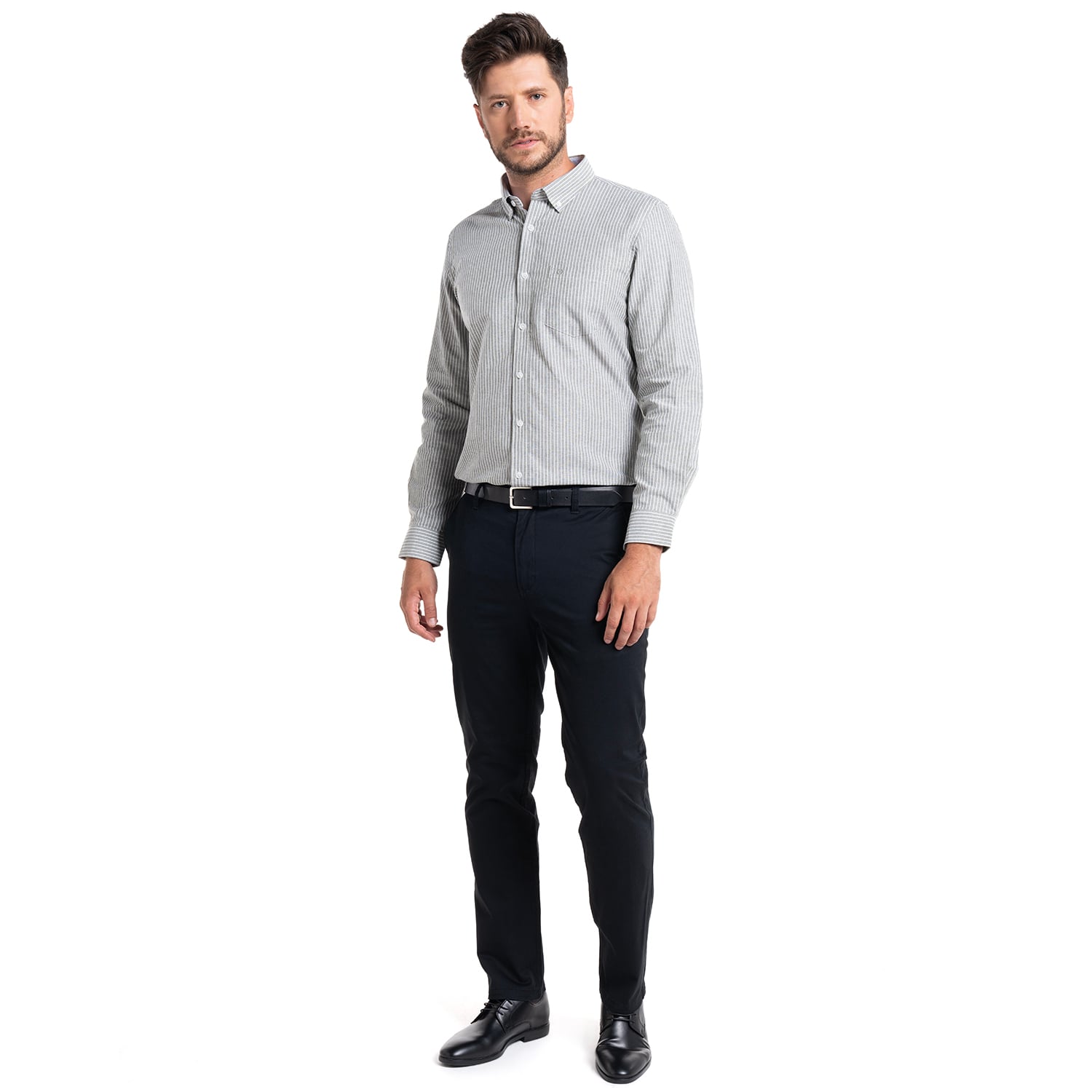 CAMISA OXFORD LISTADA BERGEN | VERDE MUSGO - 4
