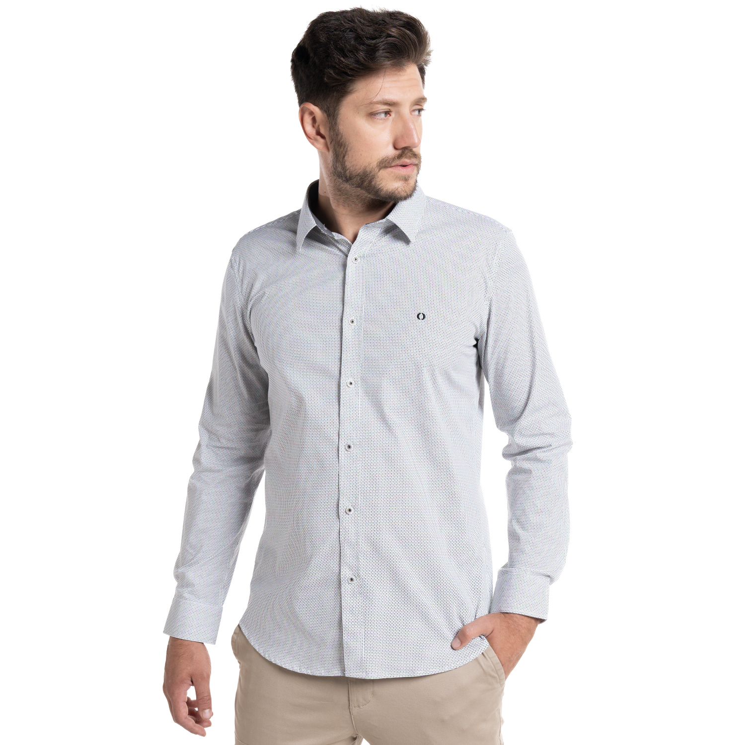 CAMISA TREVIRA ESTAMPADA SEVILLA | GRIS CLARO - 1