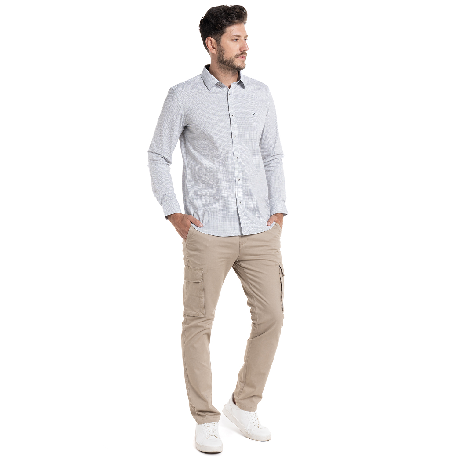 CAMISA TREVIRA ESTAMPADA SEVILLA | GRIS CLARO - 4