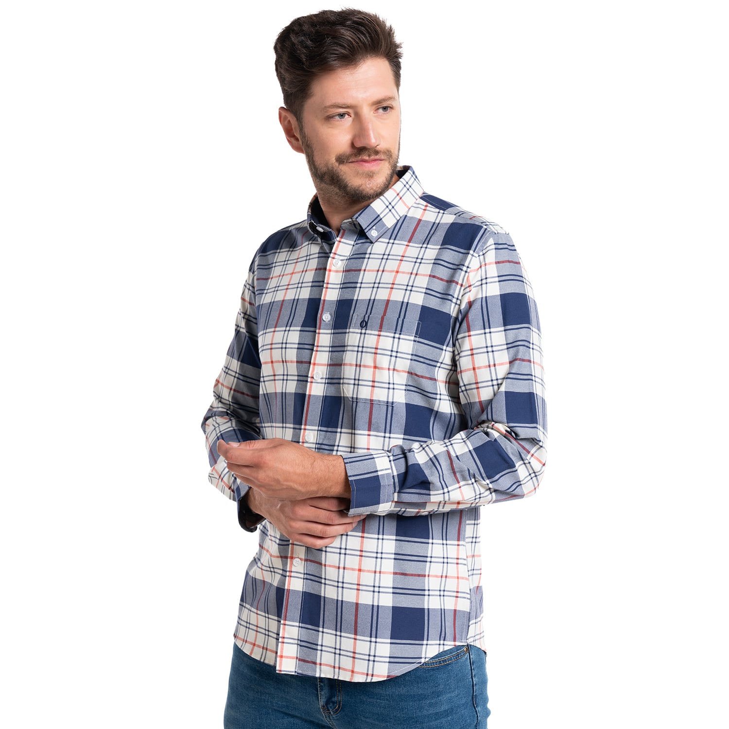 CAMISA OXFORD CUADROS LEÓN | AZUL ELÉCTRICO - 1