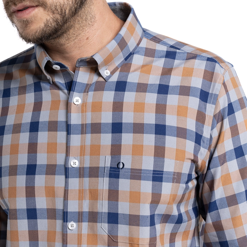 CAMISA OXFORD CUADROS LEÓN | CAFÉ - 3