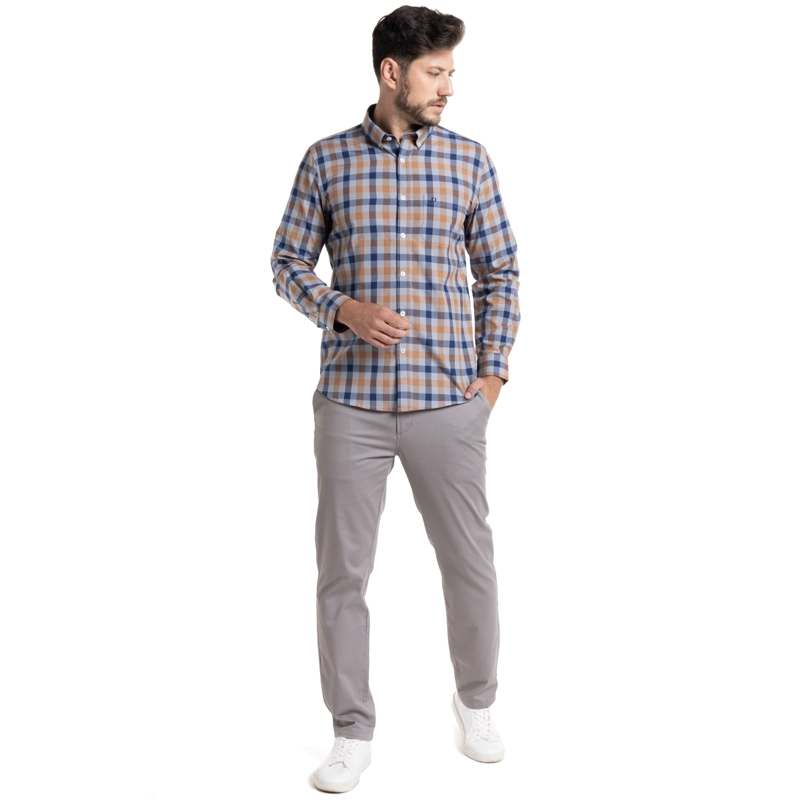 CAMISA OXFORD CUADROS LEÓN | CAFÉ - 4