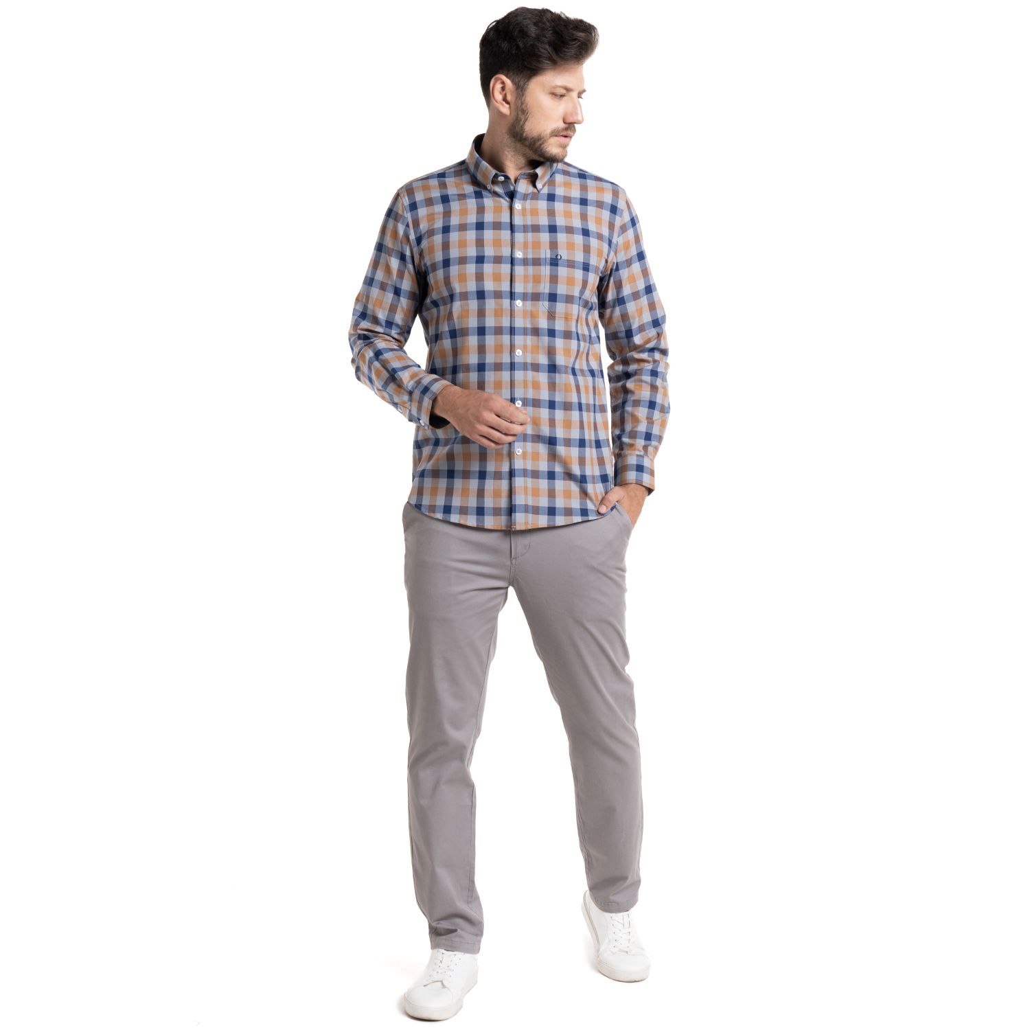 CAMISA OXFORD CUADROS LEÓN | CAFÉ - 4