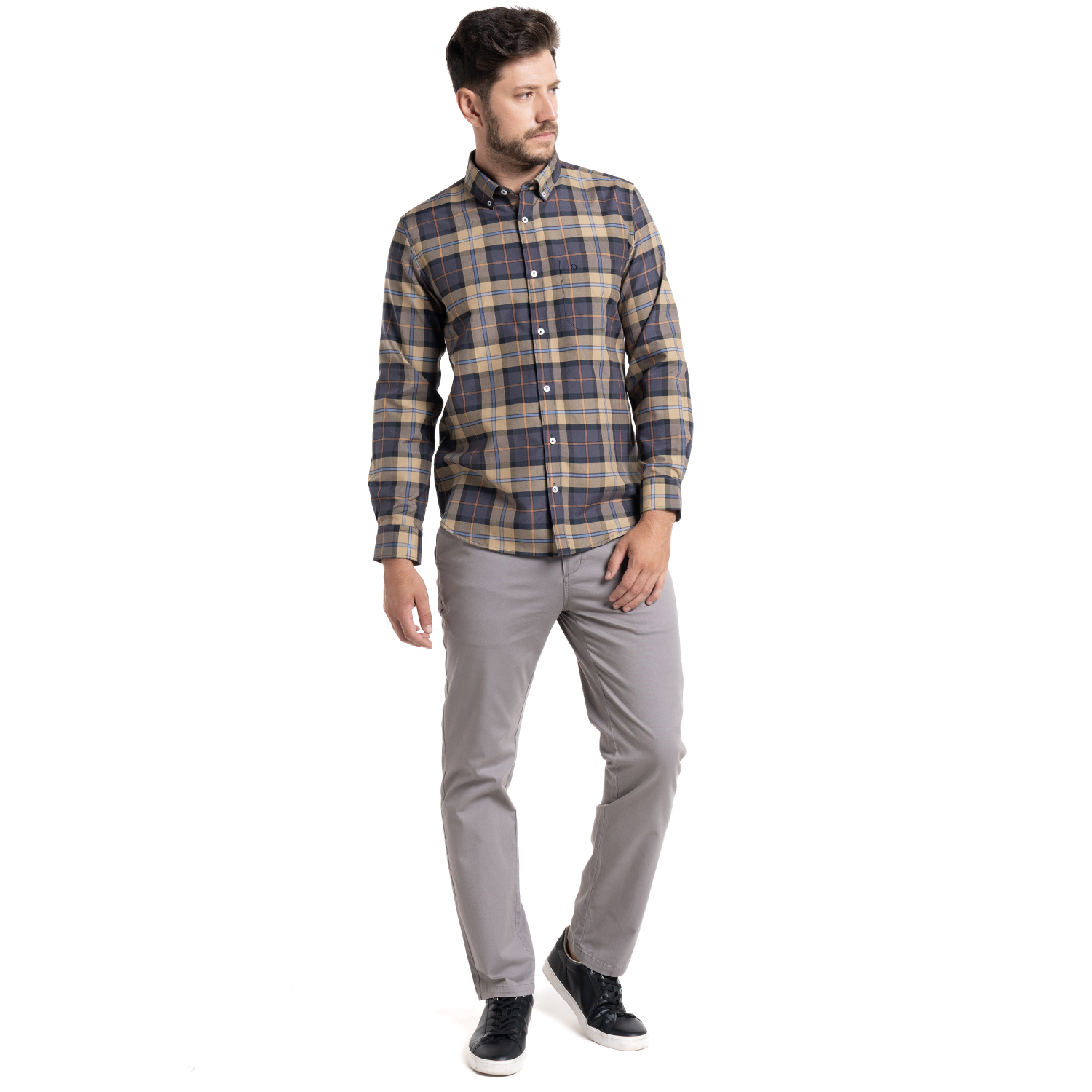 CAMISA OXFORD CUADROS LEÓN | KHAKI - 4