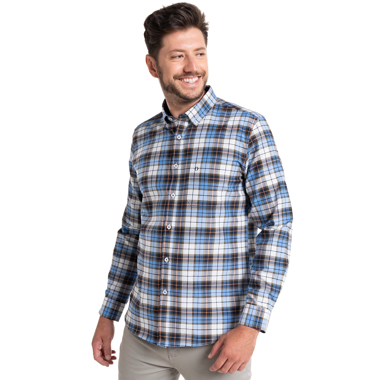 CAMISA OXFORD CUADROS LEÓN | AZUL PETRÓLEO - 1