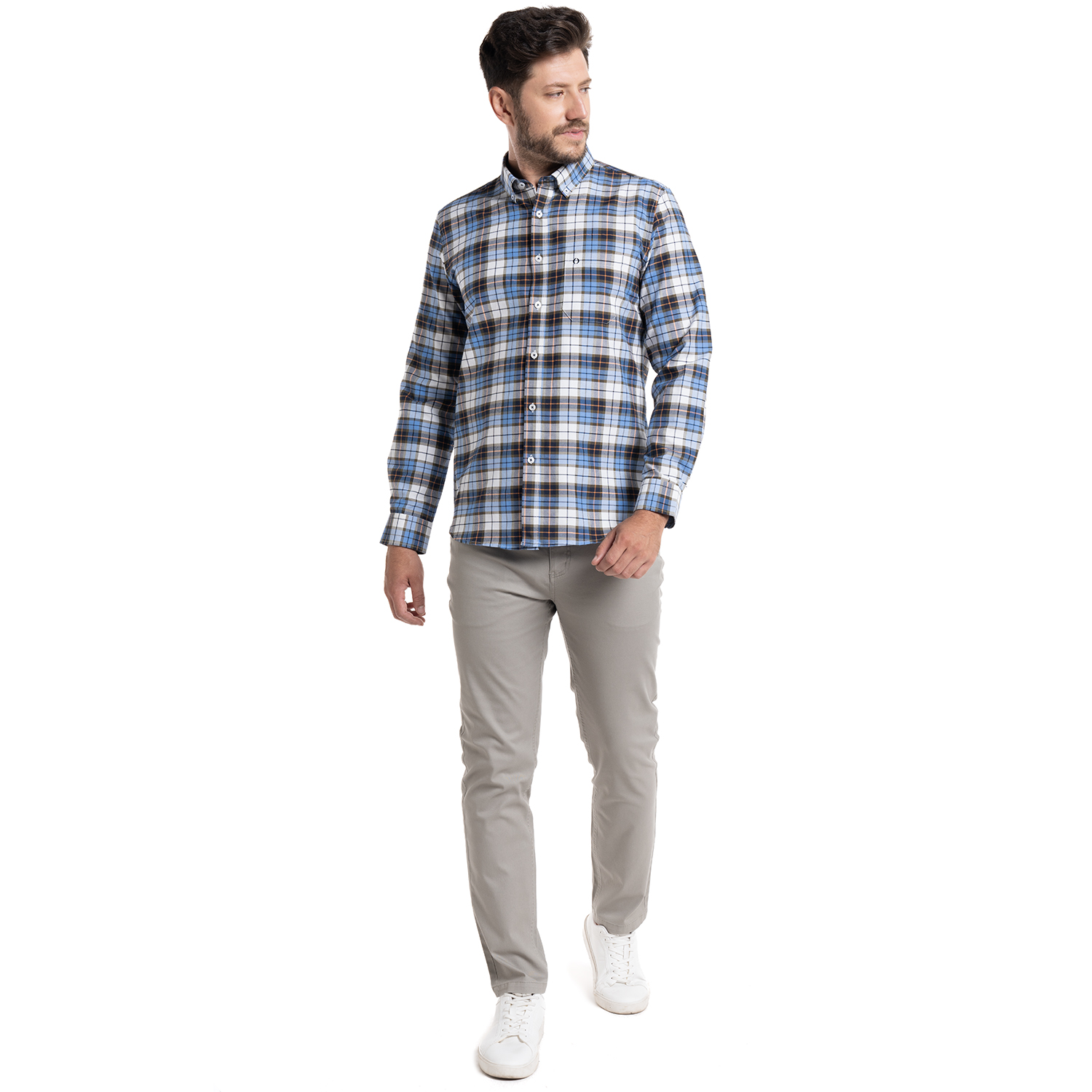 CAMISA OXFORD CUADROS LEÓN | AZUL PETRÓLEO - 4