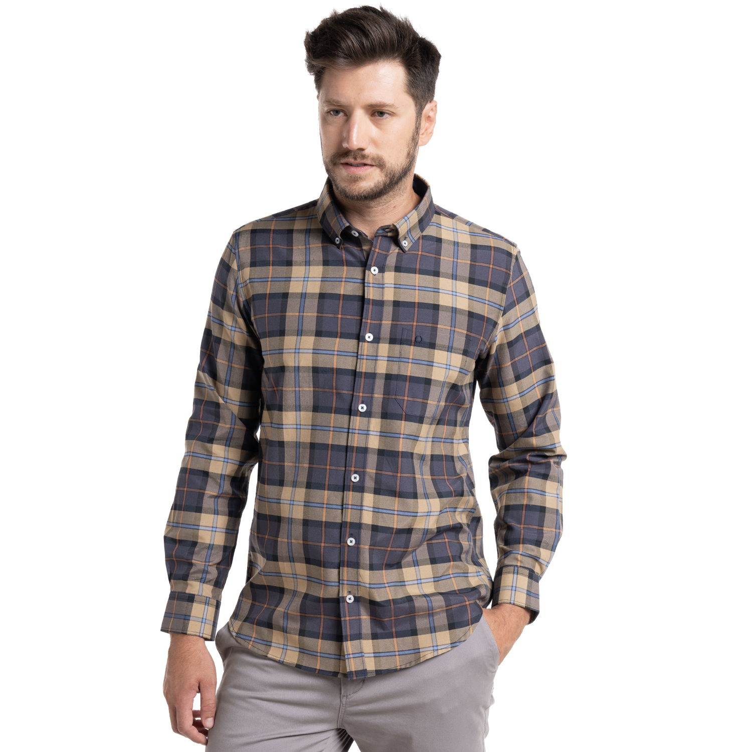 CAMISA OXFORD CUADROS LEÓN | AZUL PETRÓLEO - 5