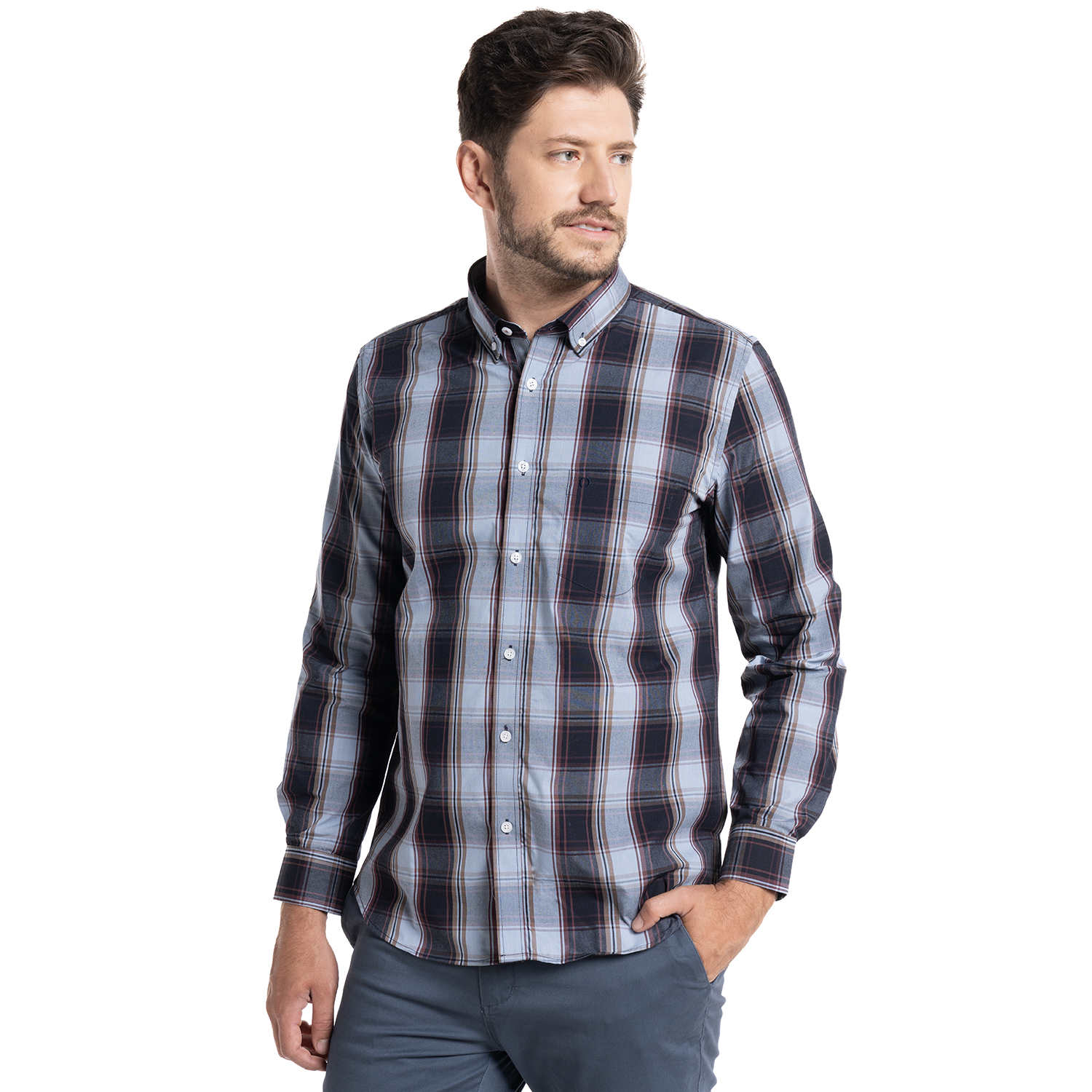 CAMISA TREVIRA CUADROS ALMERÍA | CELESTE - 1