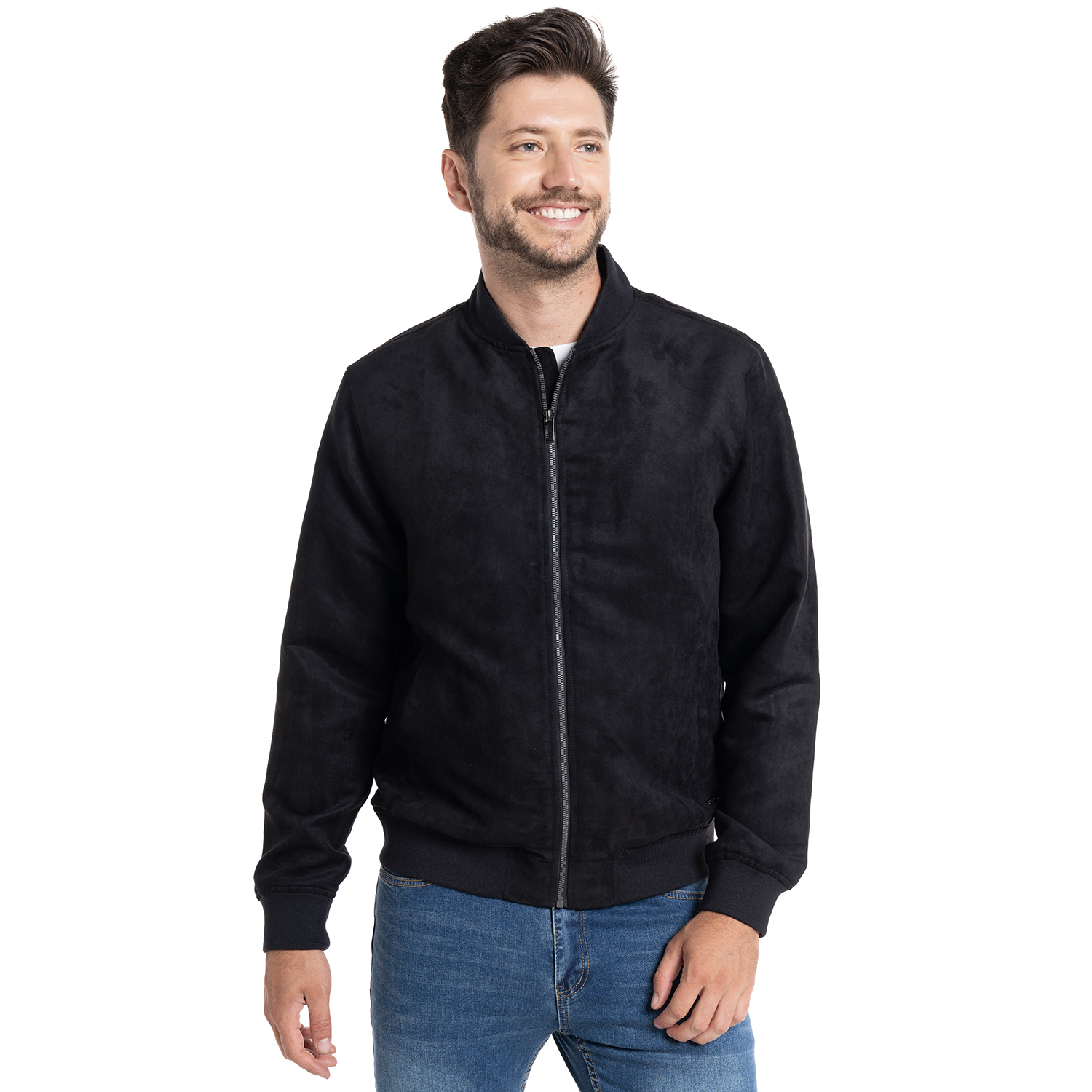 CHAQUETA BOMBER SUEDE CÁCERES | NEGRO - 1