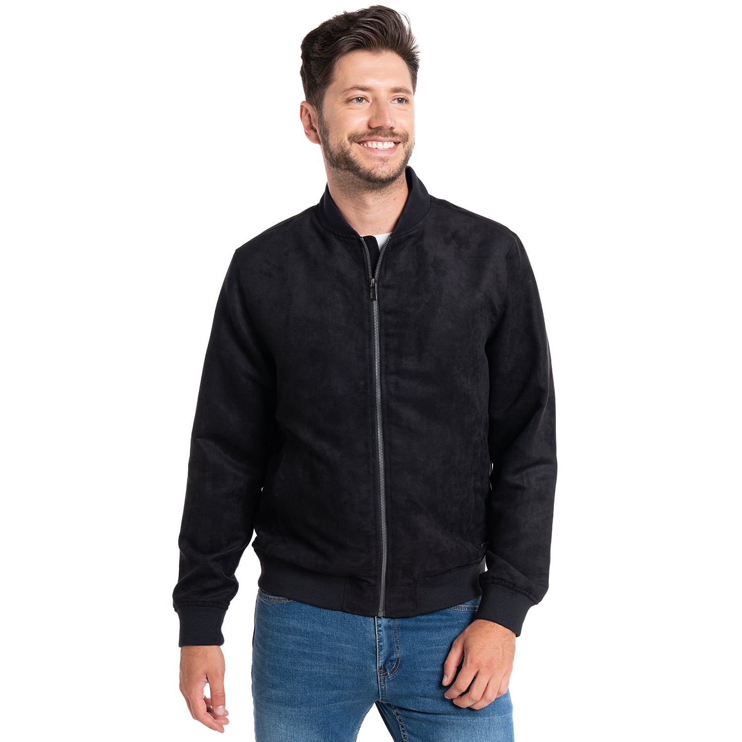 CHAQUETA BOMBER SUEDE CÁCERES | NEGRO - 1