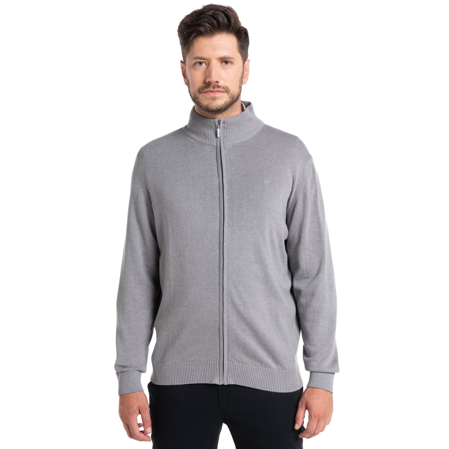 SWEATER FULL ZIPPER ALMAGRO | GRIS - 1