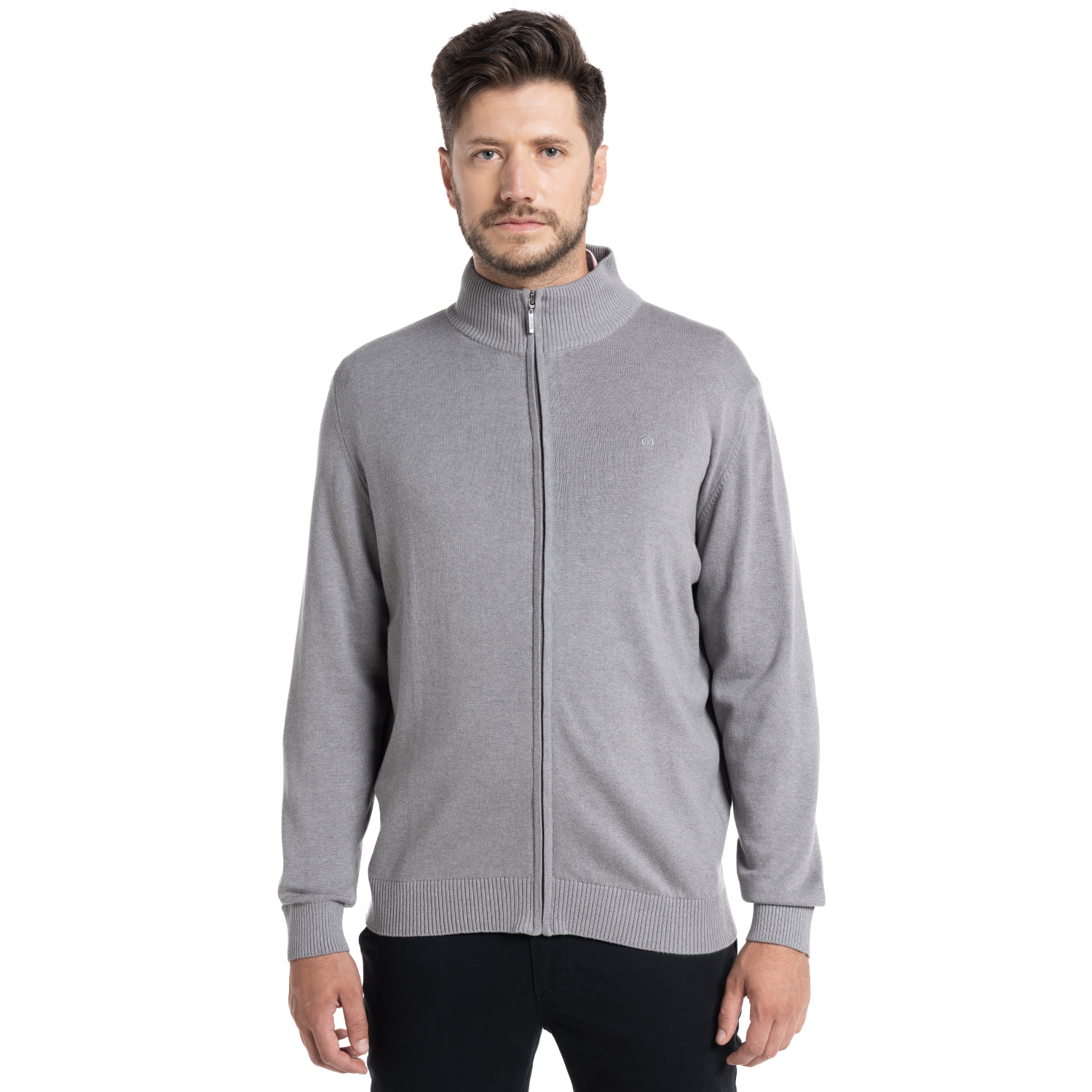 SWEATER FULL ZIPPER ALMAGRO | GRIS - 1