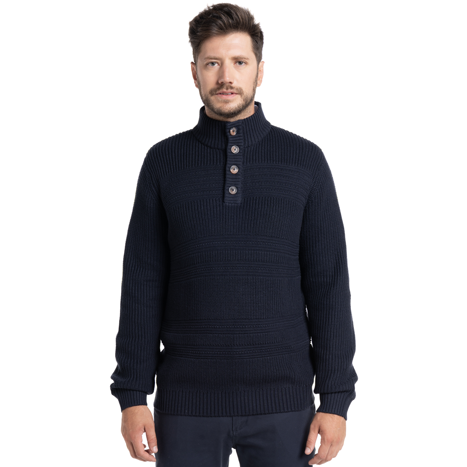 SWEATER HALF BUTTON GIRONA | AZUL MARINO - 1