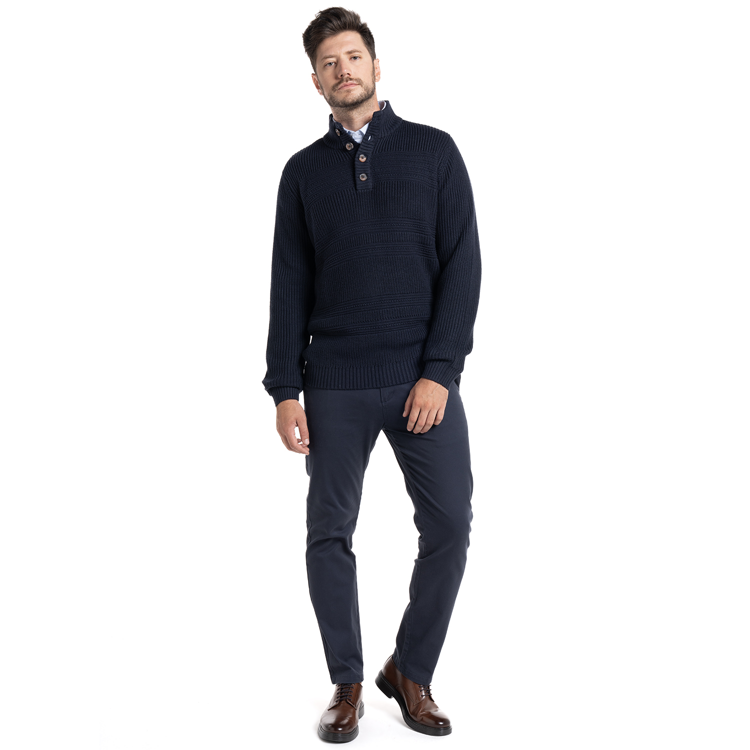 SWEATER HALF BUTTON GIRONA | AZUL MARINO - 4