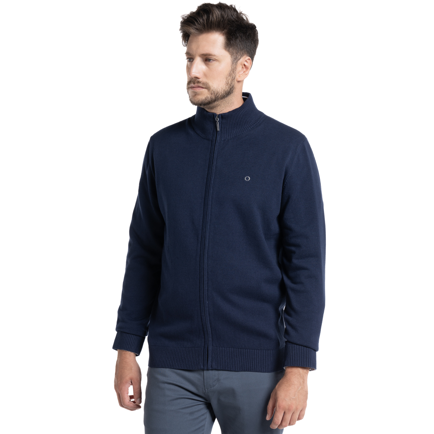 SWEATER FULL ZIPPER ALMAGRO | AZUL MARINO - 1