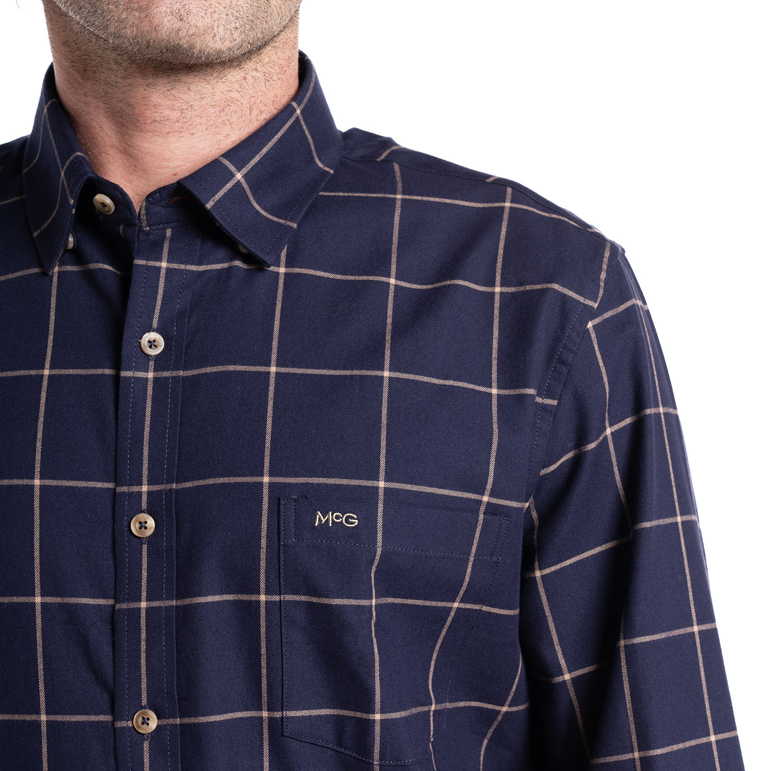CAMISA MANGA LARGA HOMBRE ESCOCESA ISLAND ALGODON CUADROS | AZUL MARINO - 3