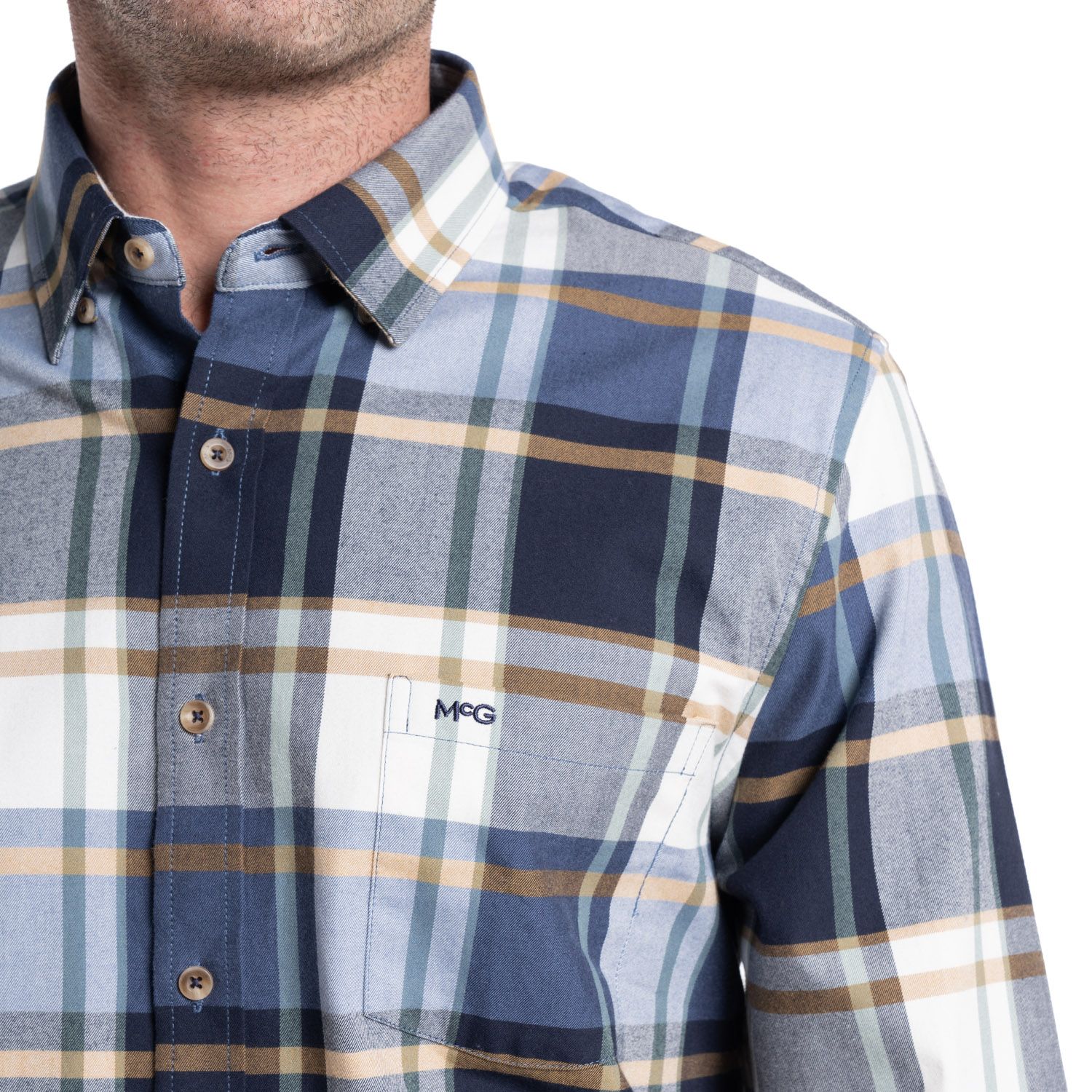 CAMISA MANGA LARGA HOMBRE ESCOCESA ISLAND ALGODON CUADROS | AZUL - 3