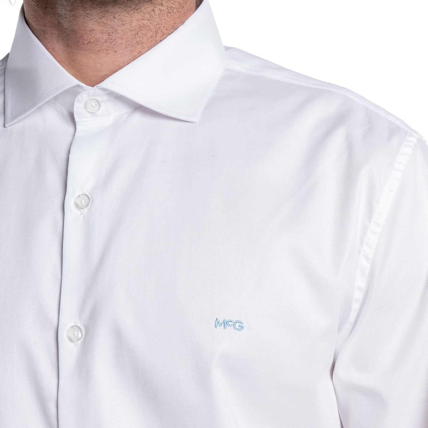 CAMISA HOMBRE MANGA LARGA JACQUARD HARLEM ALGODON SLIM FIT | EN COLOR BLANCO - 3