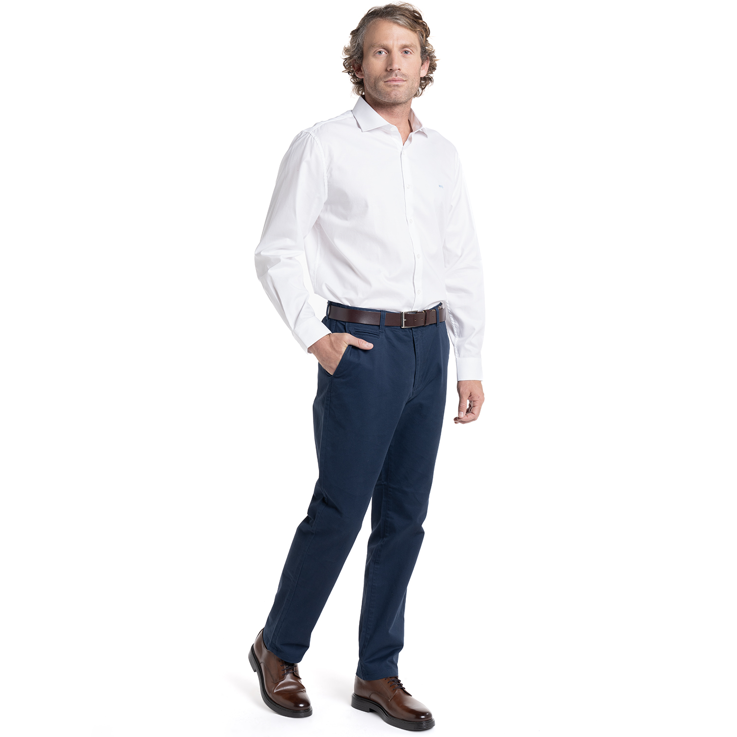 CAMISA HOMBRE MANGA LARGA JACQUARD HARLEM ALGODON SLIM FIT | EN COLOR BLANCO - 4