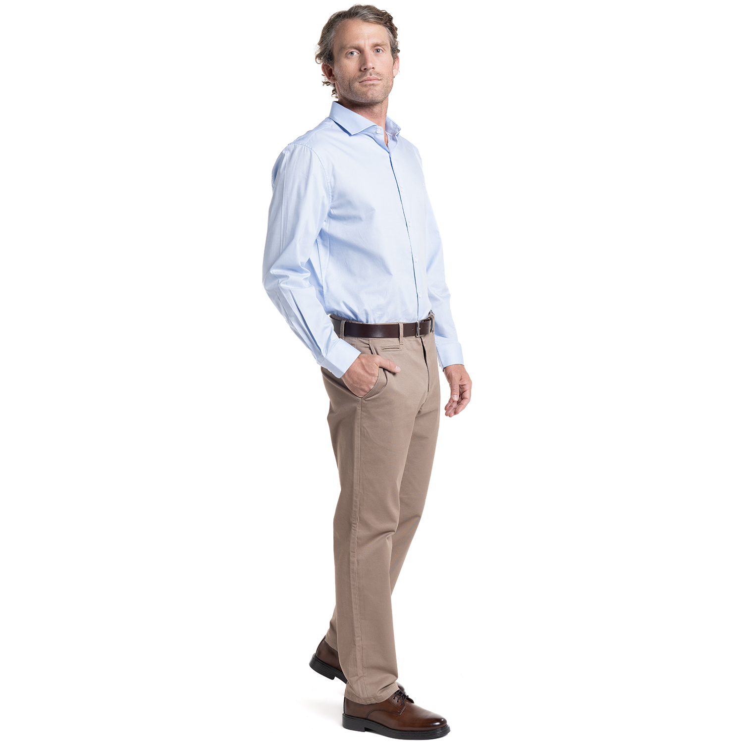 CAMISA HOMBRE MANGA LARGA JACQUARD HARLEM ALGODON SLIM FIT | CELESTE - 4