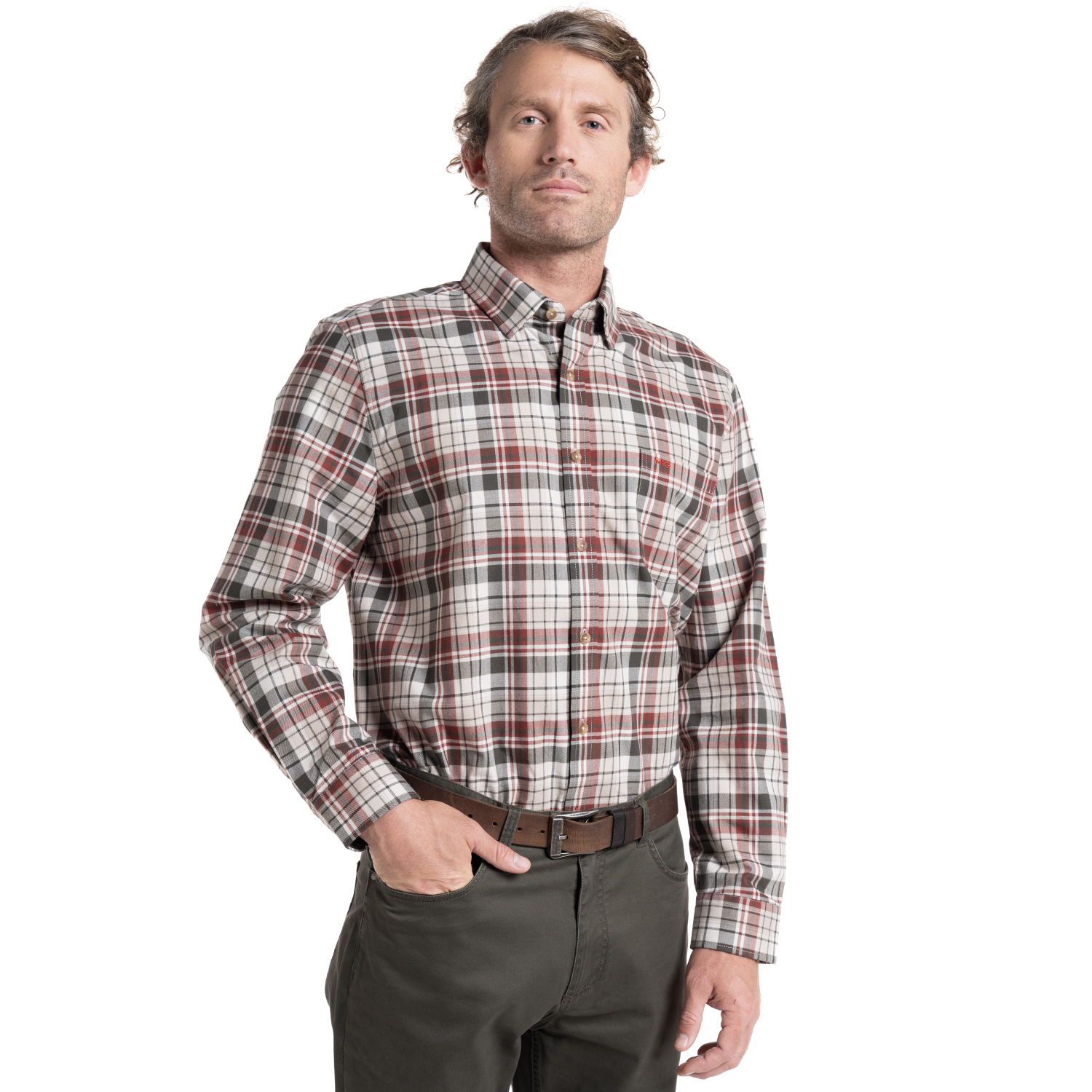 CAMISA MANGA LARGA HOMBRE ESCOCESA ISLAND ALGODON CUADROS | VERDE MUSGO - 1