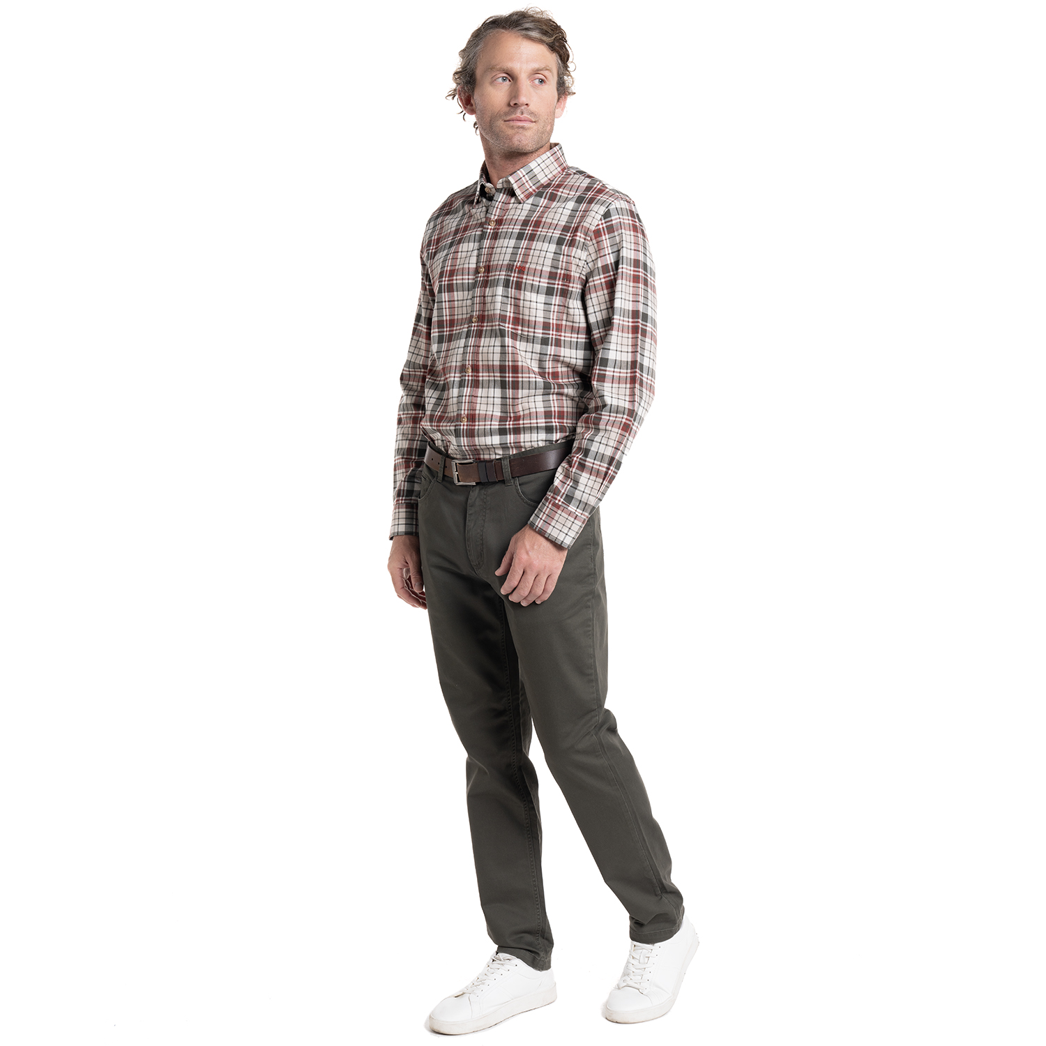 CAMISA MANGA LARGA HOMBRE ESCOCESA ISLAND ALGODON CUADROS | VERDE MUSGO - 4