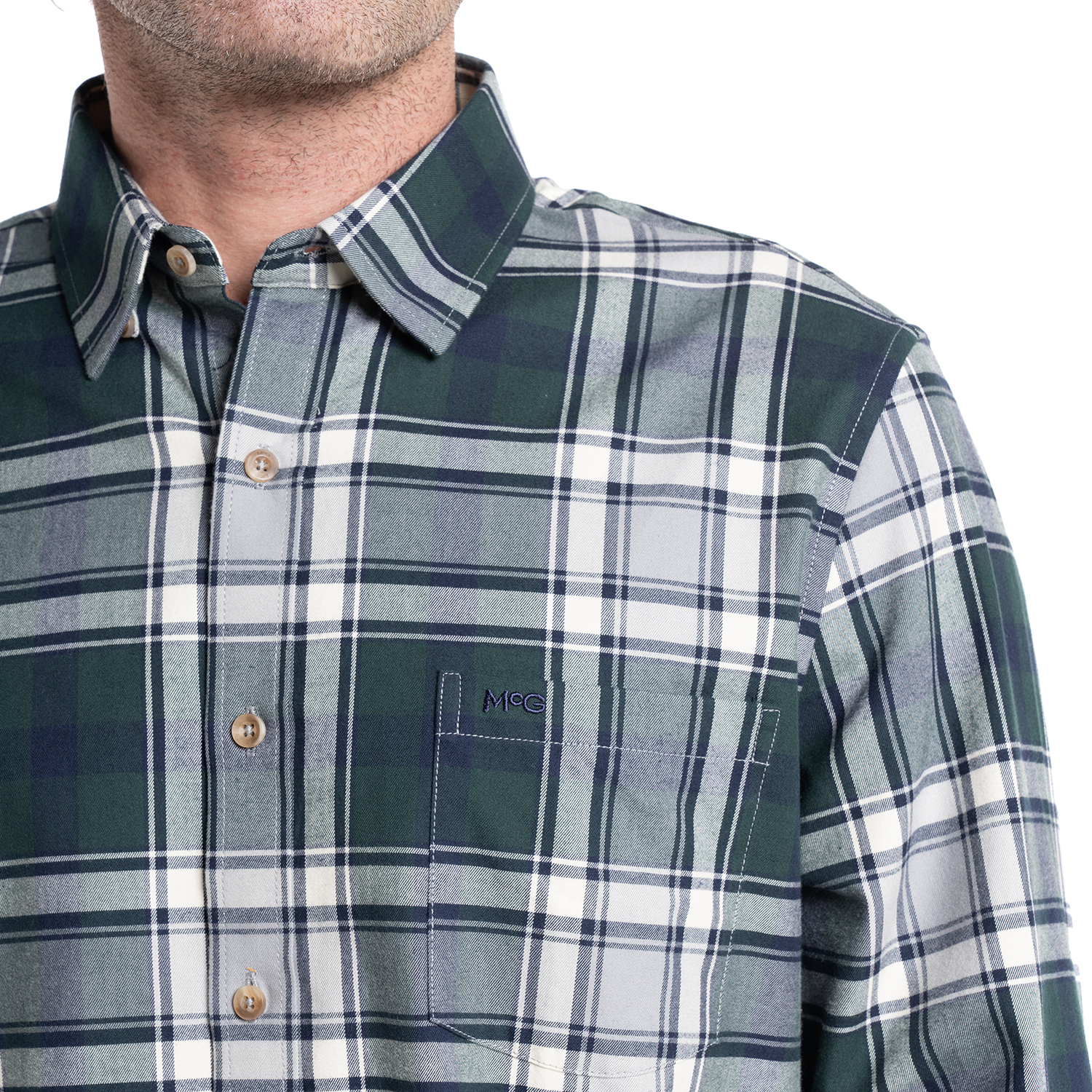 CAMISA MANGA LARGA HOMBRE ESCOCESA ISLAND ALGODON CUADROS | GRIS - 3