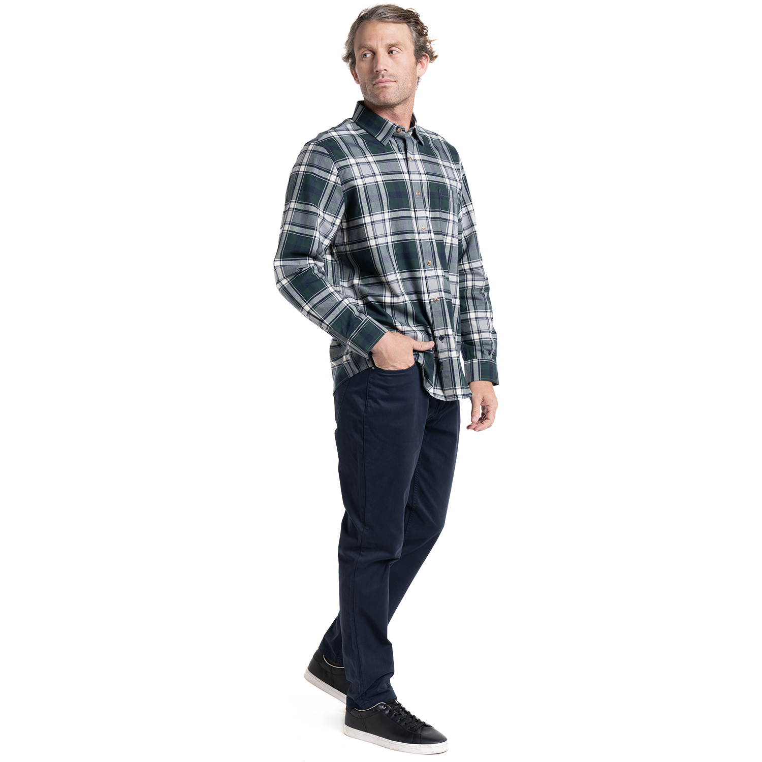CAMISA MANGA LARGA HOMBRE ESCOCESA ISLAND ALGODON CUADROS | GRIS - 4
