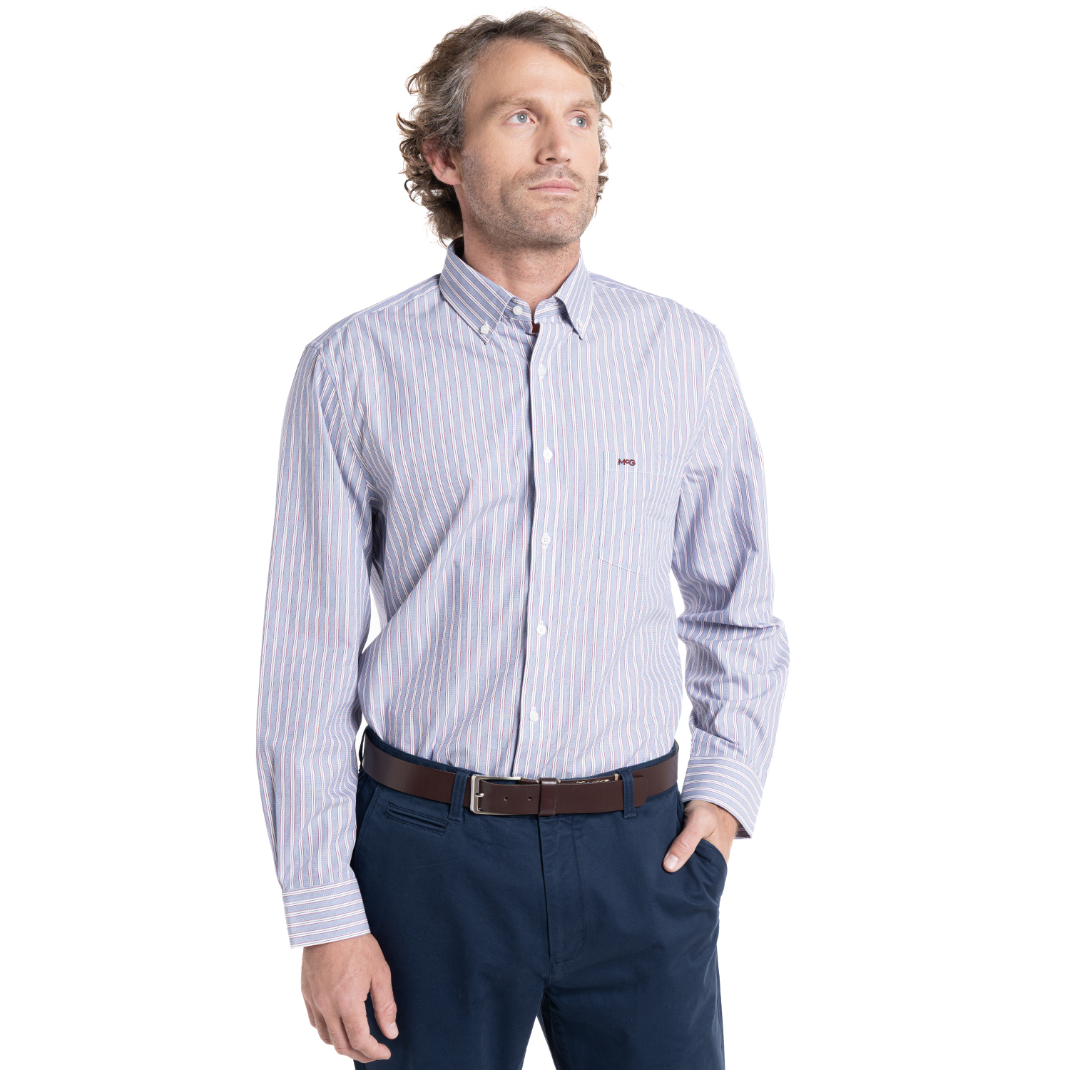 CAMISA HOMBRE MANGA LARGA ROCKEFELLER ALGODON SLIM FIT | AZUL CLARO - 1
