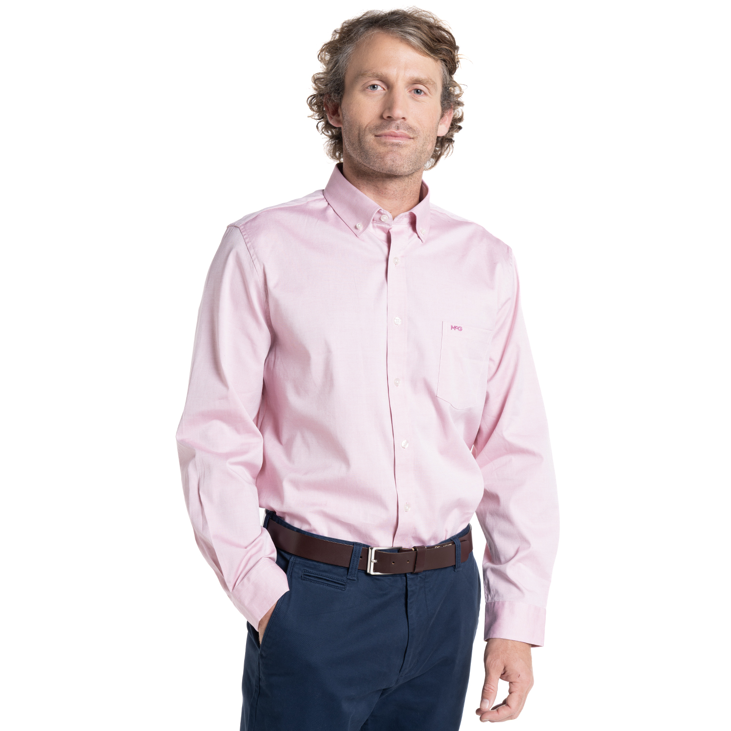CAMISA HOMBRE OXFORD MANGA LARGA CROSBY ALGODÓN | ROSADO - 1