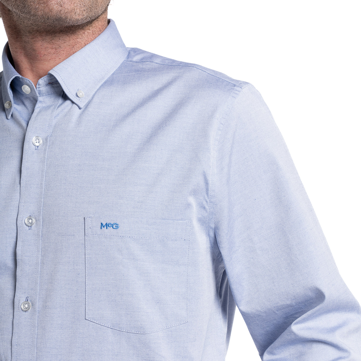 CAMISA HOMBRE OXFORD MANGA LARGA CROSBY ALGODÓN | CELESTE - 3