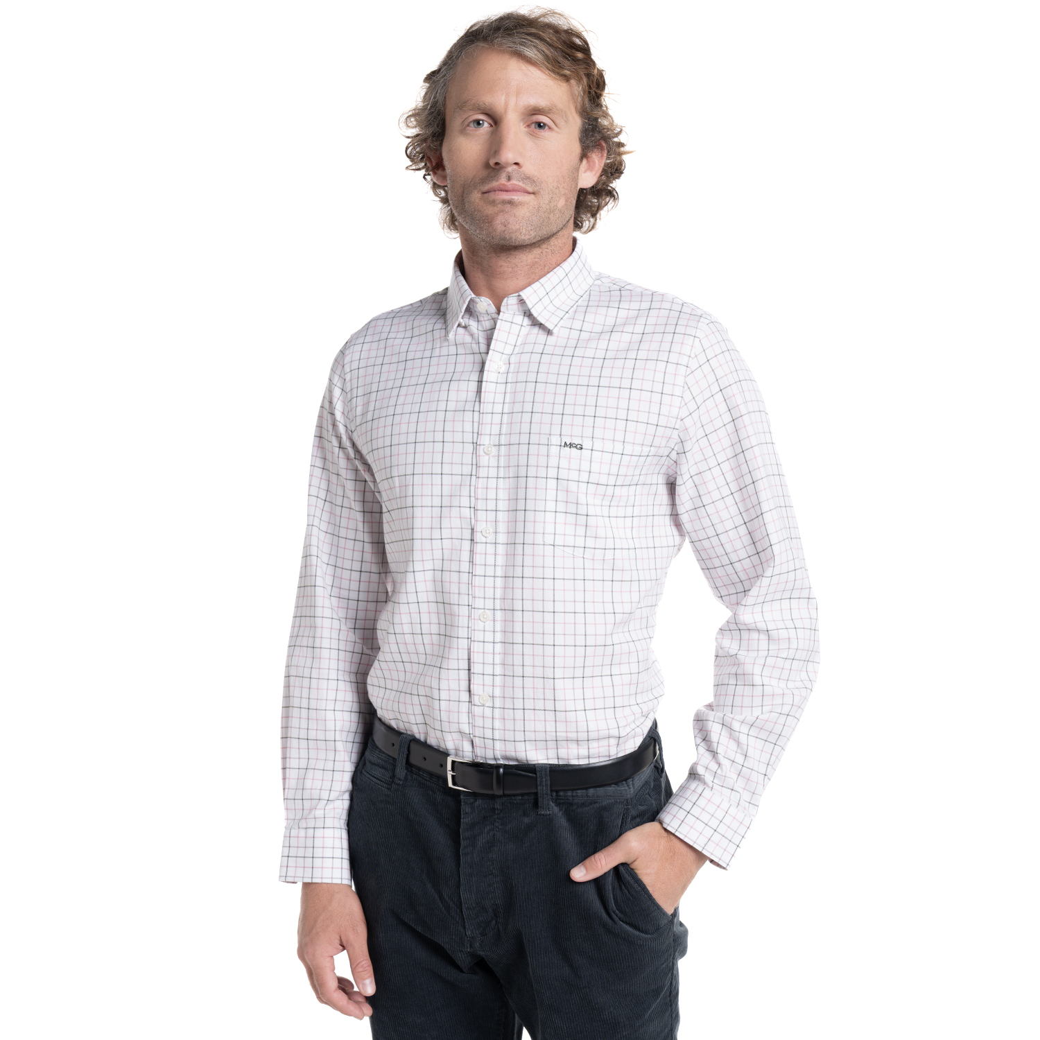 CAMISA OXFORD HOMBRE STATE ISLAND ALGODÓN MANGA LARGA SLIM FIT | ROSADO - 1