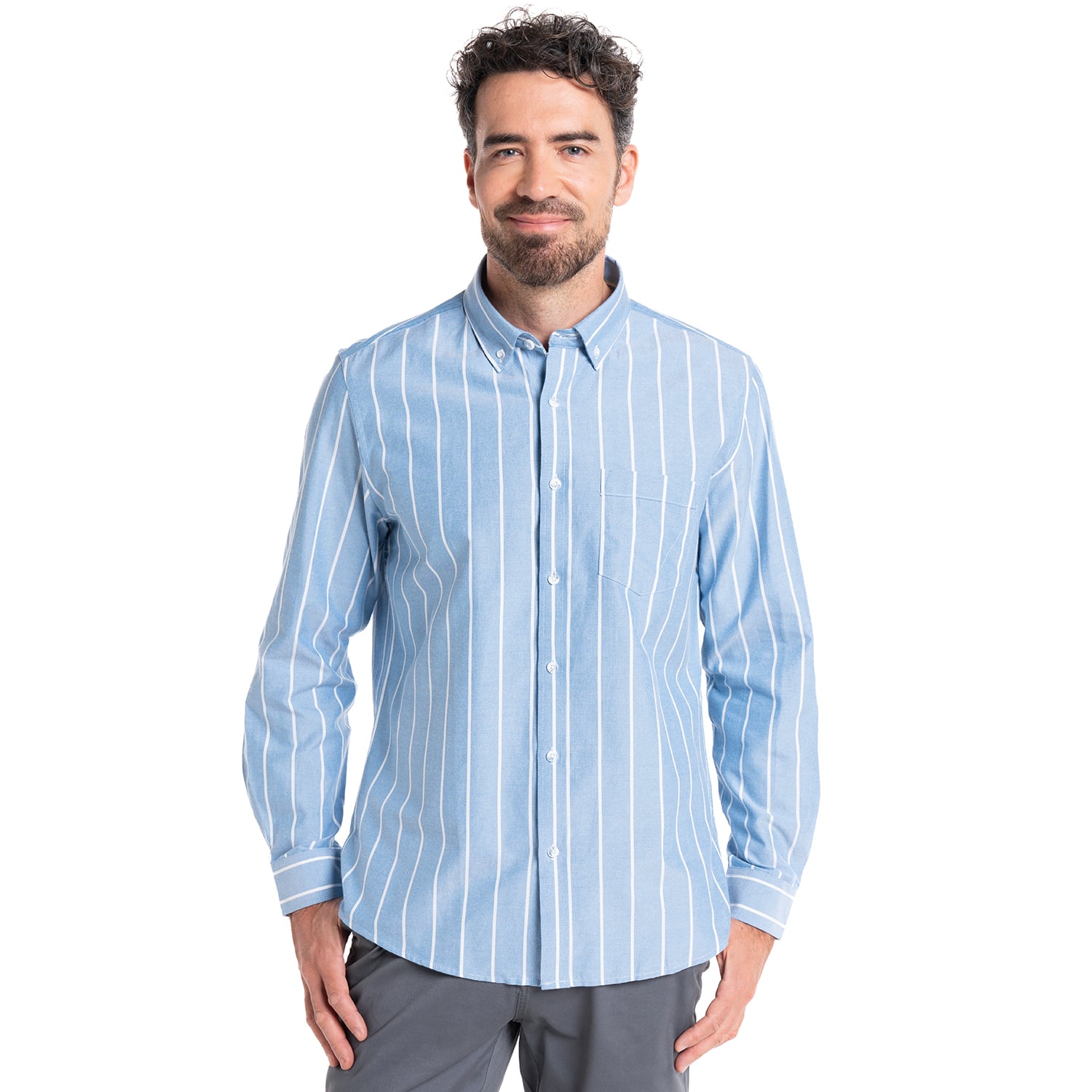 CAMISA OXFORD LISTADA | CELESTE - 2