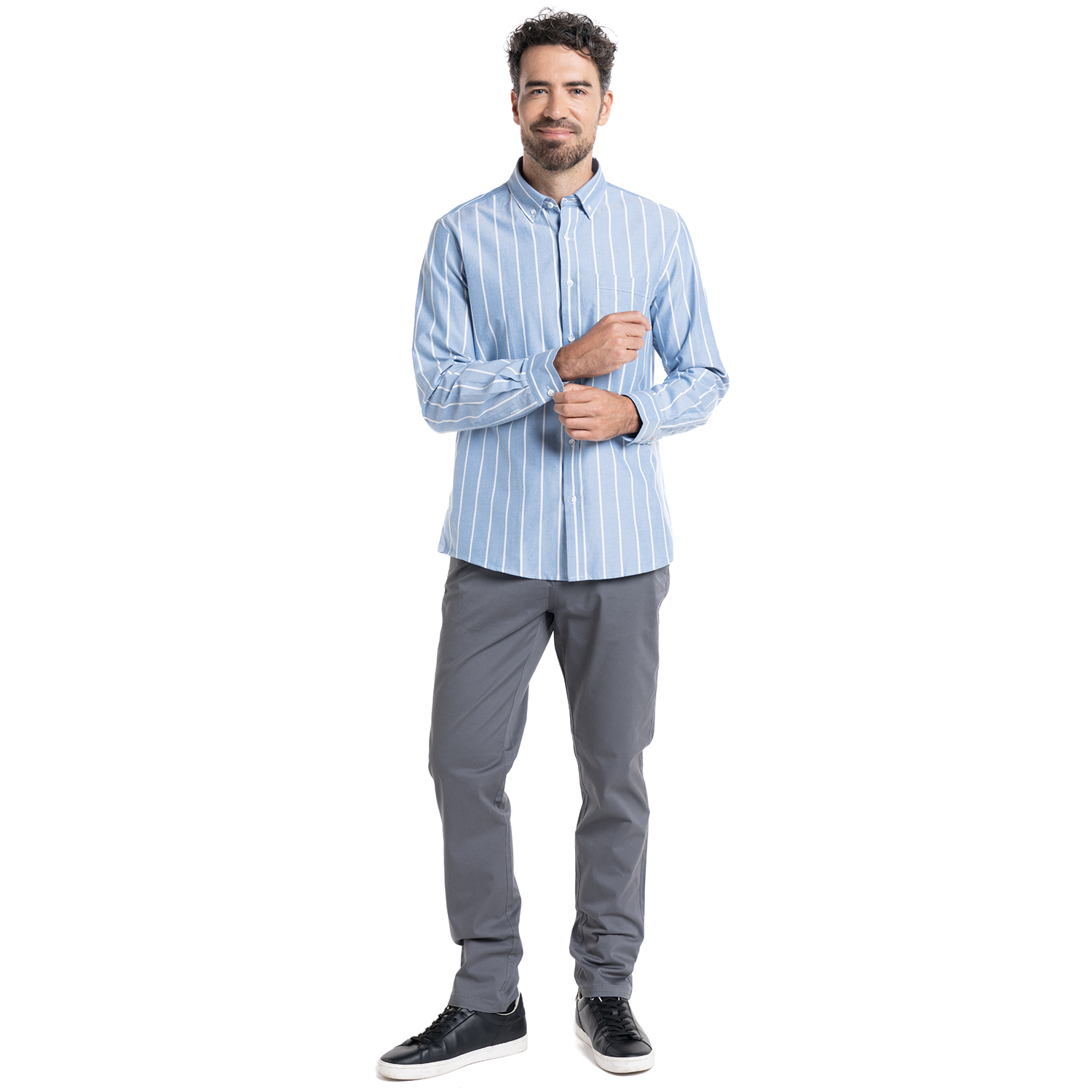 CAMISA OXFORD LISTADA | CELESTE - 4