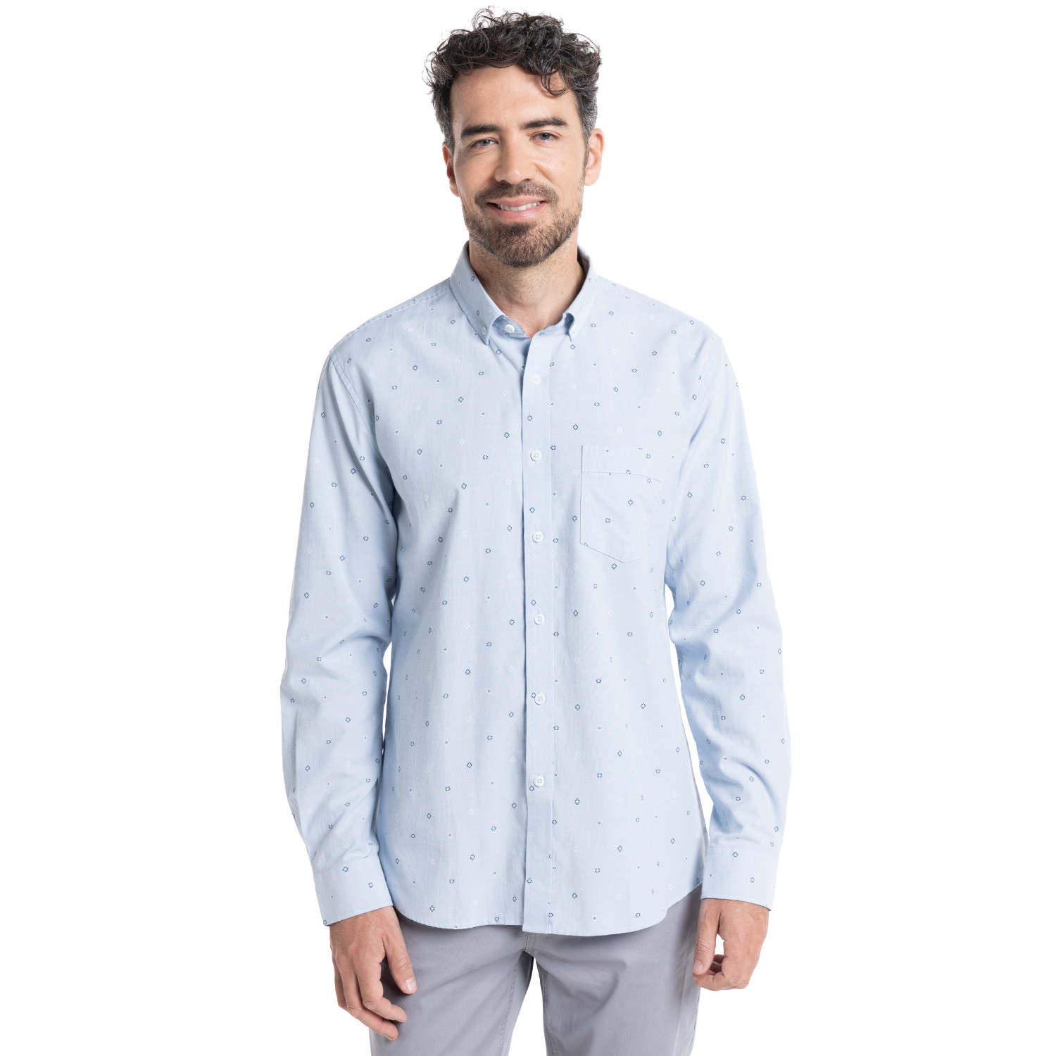 CAMISA OXFORD ESTAMPADA | CELESTE - 1