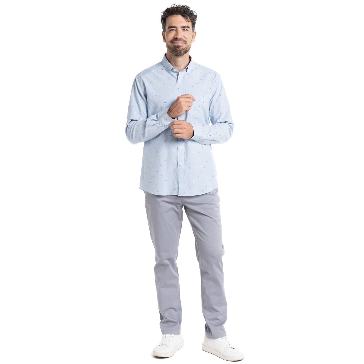 CAMISA OXFORD ESTAMPADA | CELESTE - 4