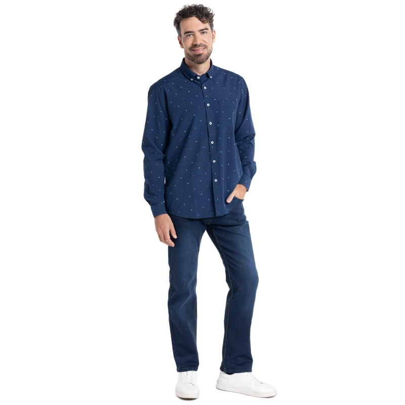 CAMISA OXFORD ESTAMPADA | AZUL - 4