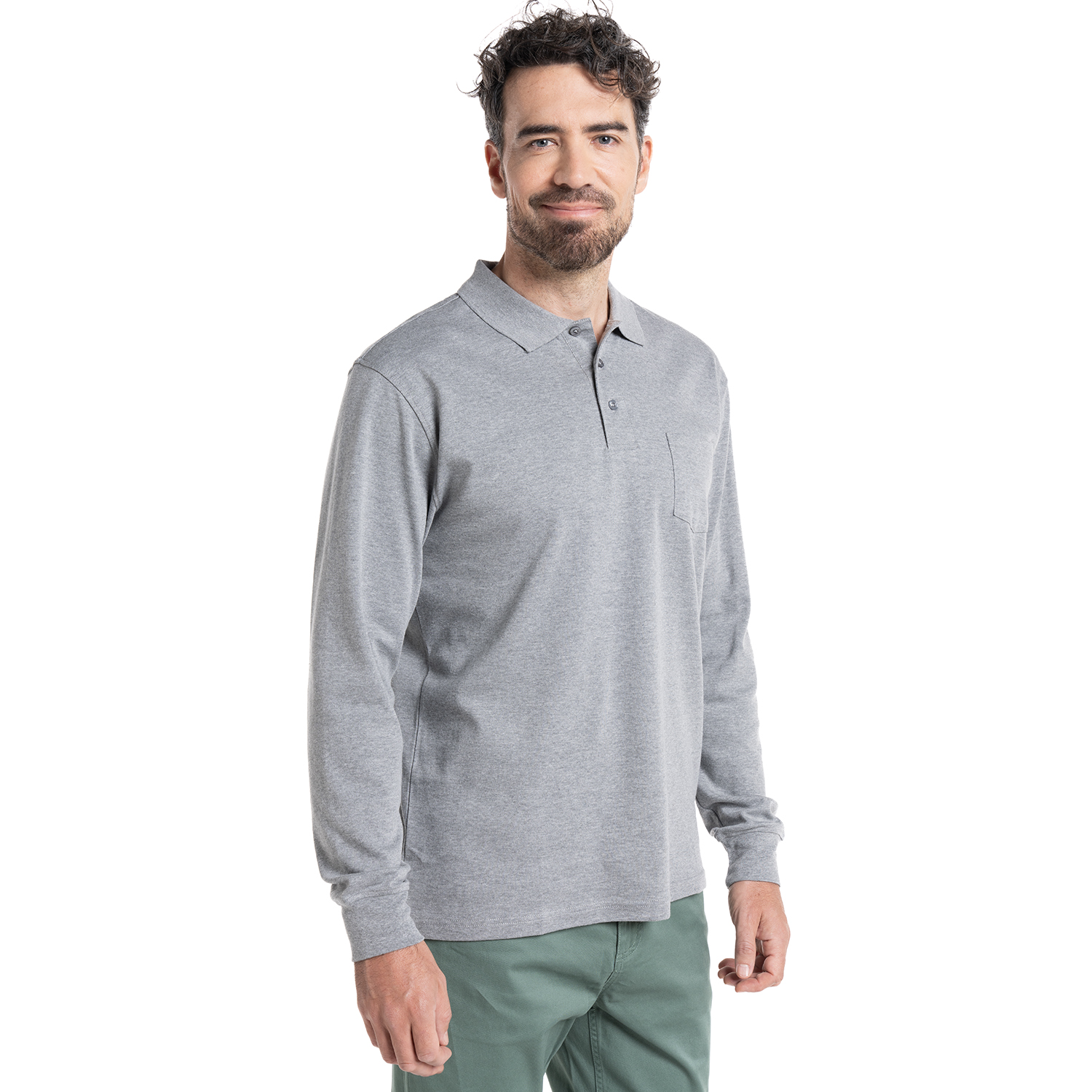 POLERA CUELLO CAMISEO | GRIS - 1