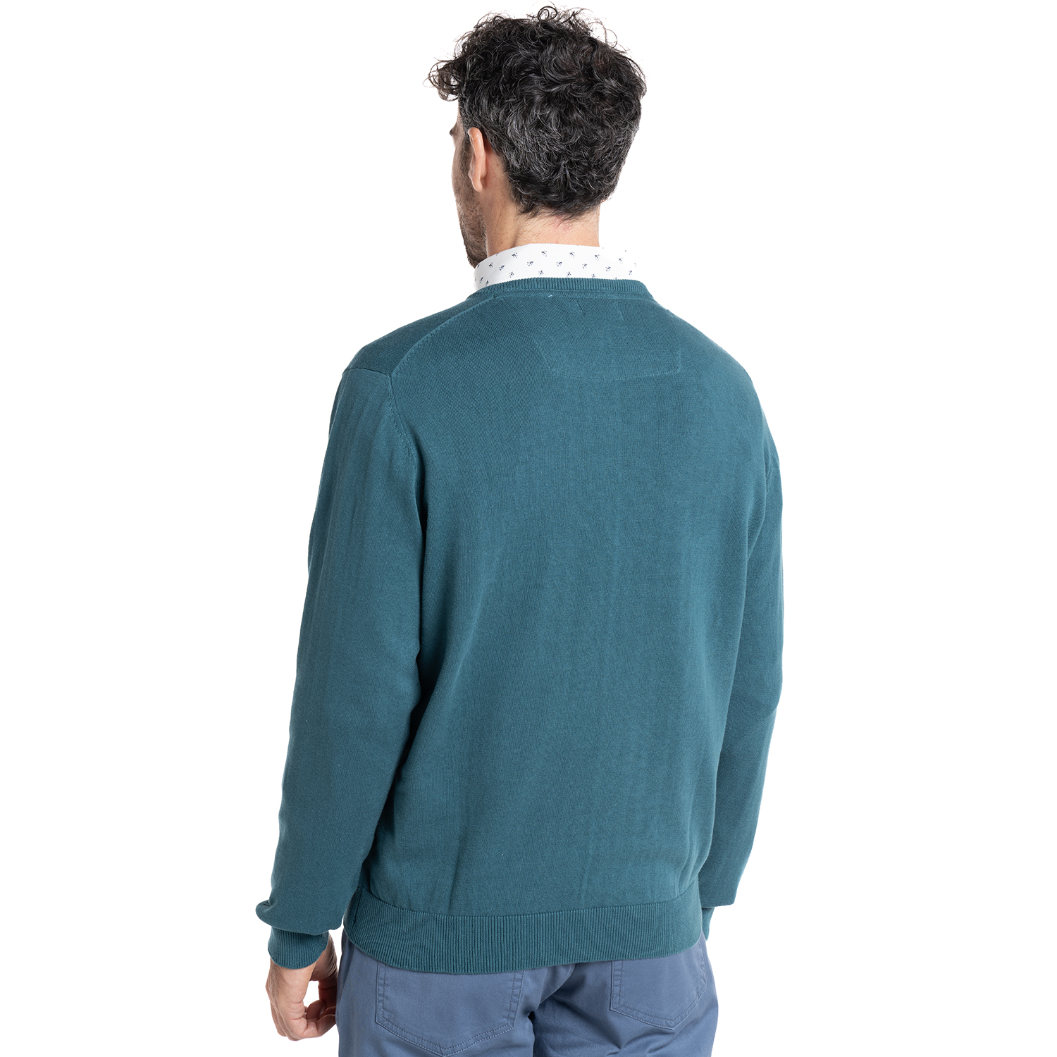SWEATER CUELLO V | VERDE PETRÓLEO - 2
