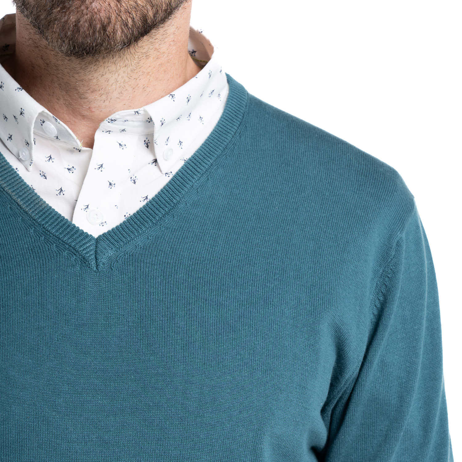 SWEATER CUELLO V | VERDE PETRÓLEO - 3